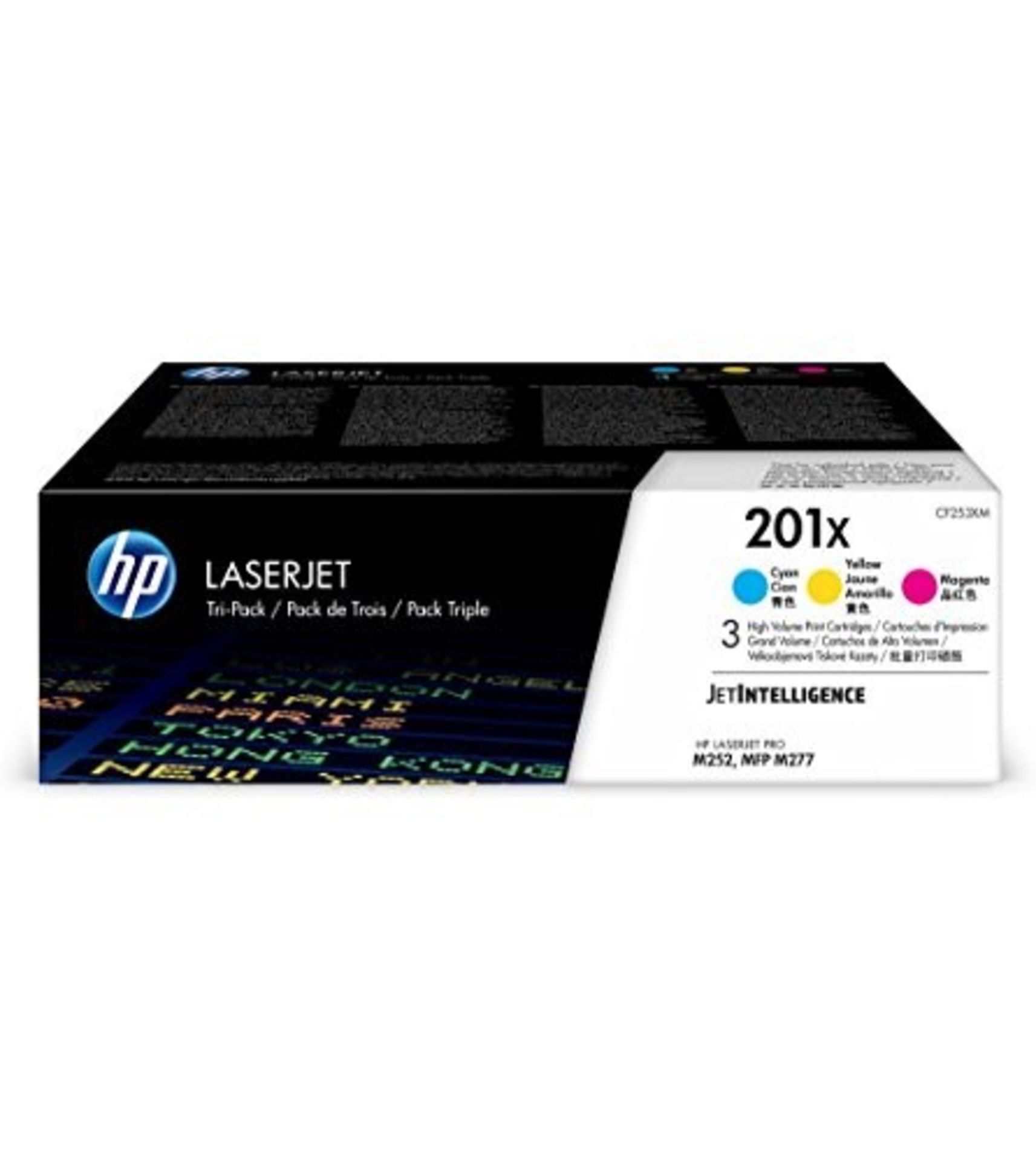 RRP £210.00 HP CF253XM 201X High Yield Original LaserJet Toner Cartridges, Cyan/Magenta/Yellow, Mu