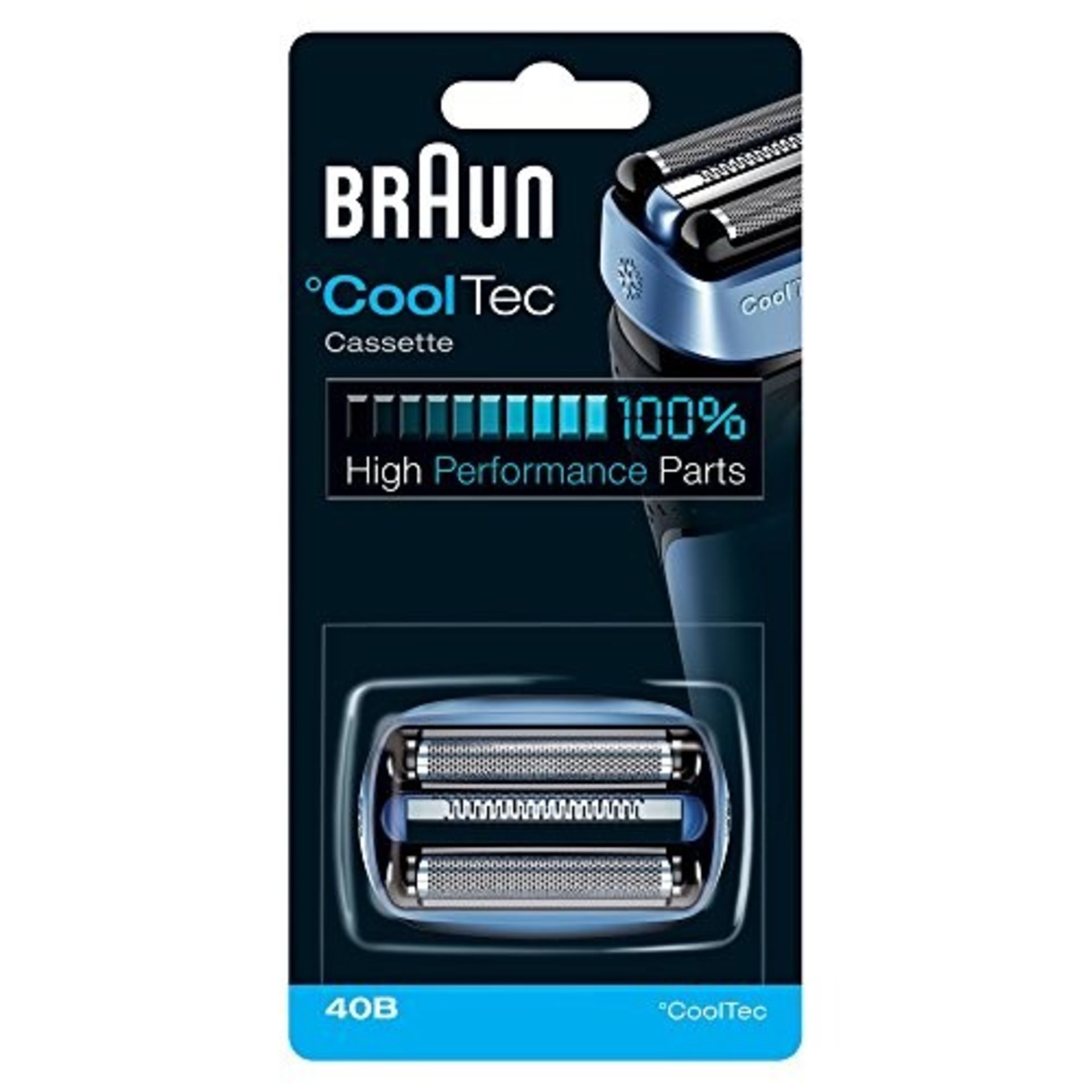 Braun Shaver Replacement Part 40B Blue, Compatible with Cooltec Shavers