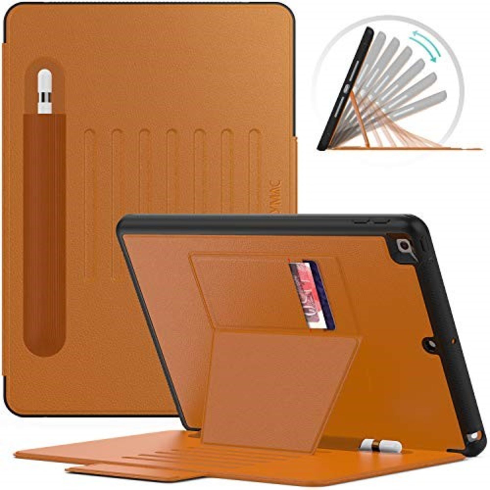 SEYMAC Slim Cover for iPad 8th/7th generation 10.2, Rugged Case with Pencil Holder, Ca