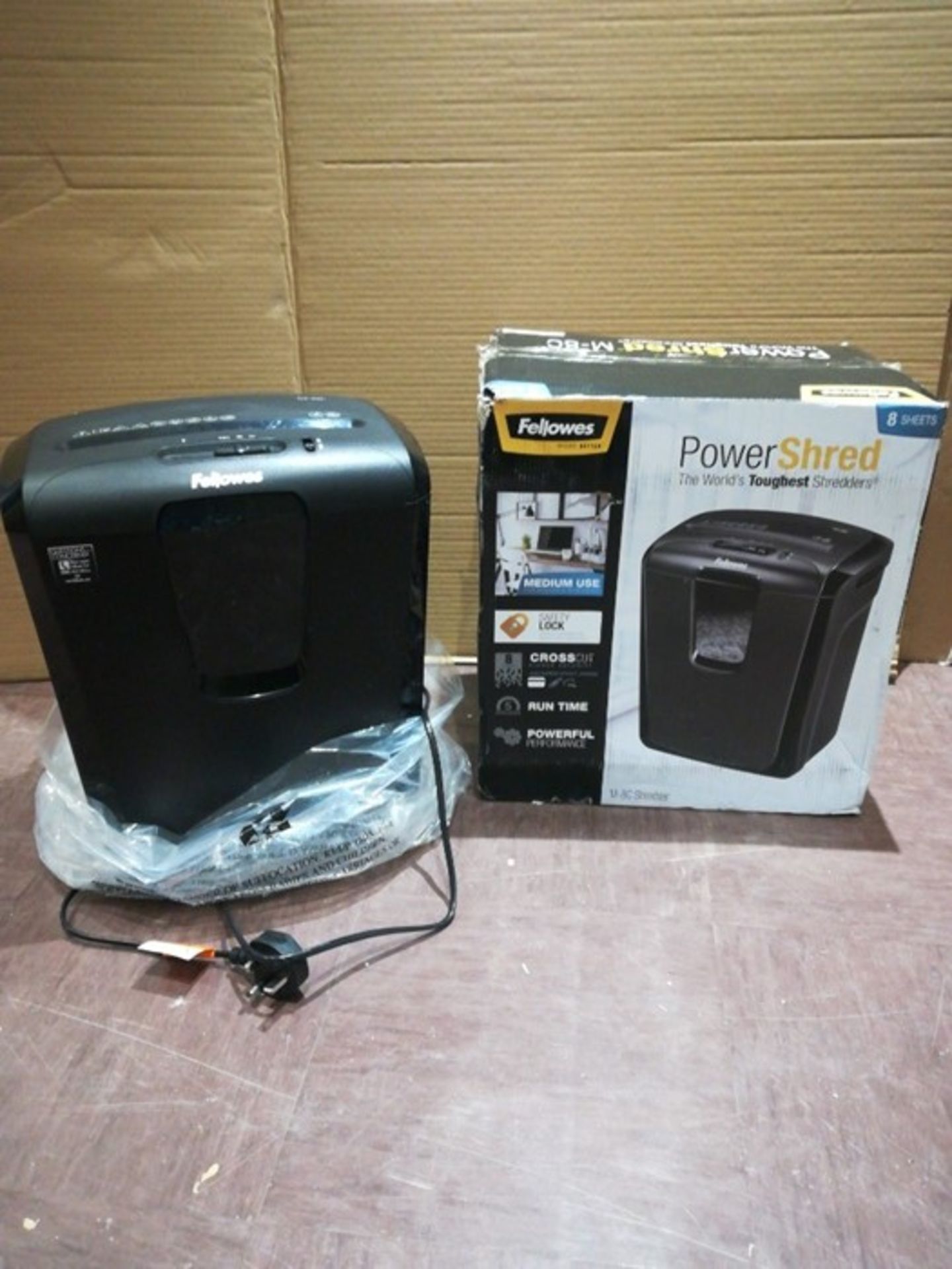 RRP £54.00 Fellowes Powershred M-8C 8 Sheet Cross Cut Personal Shredder With Safety Lock, Black - Image 2 of 2