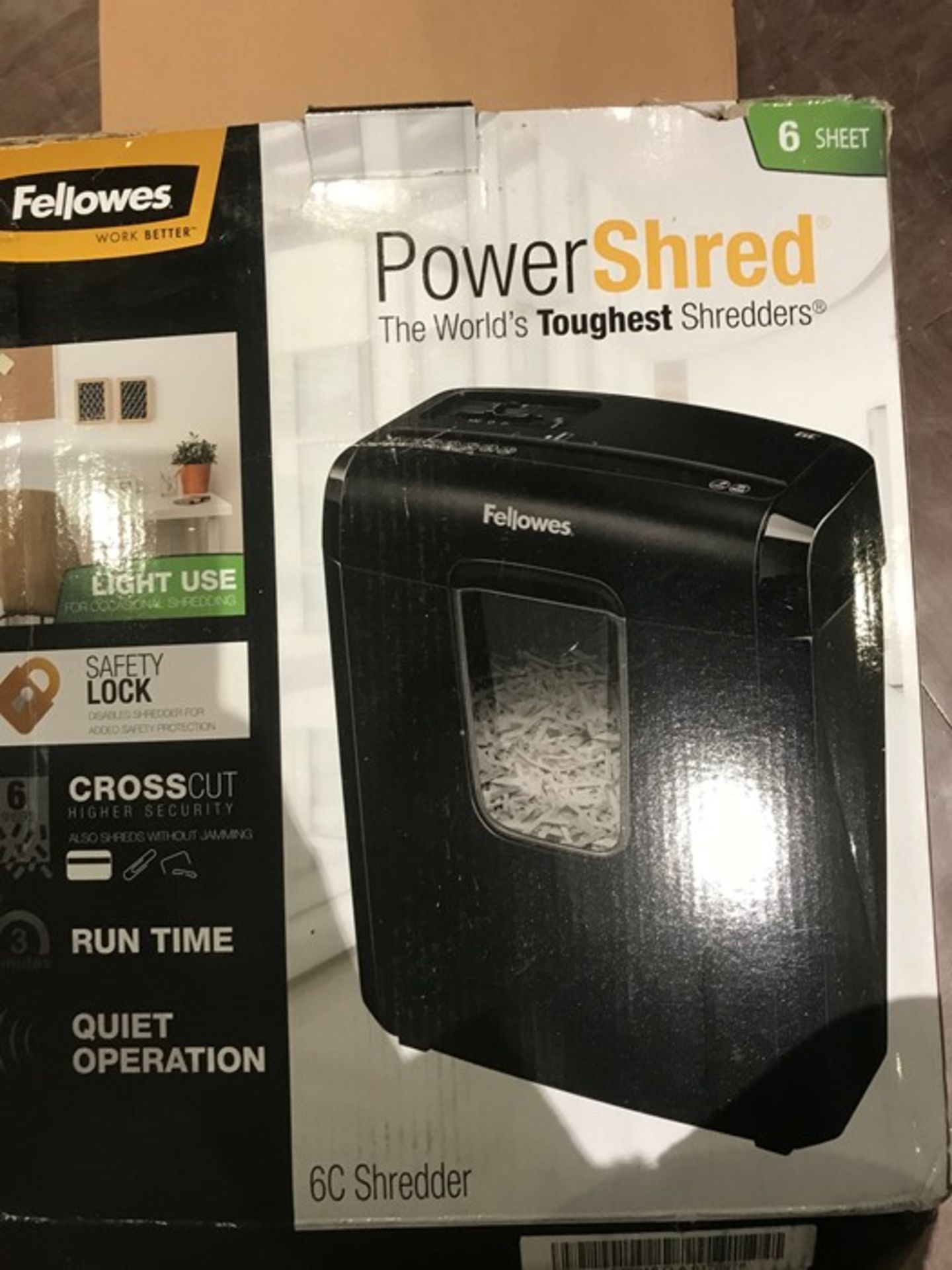 Fellowes Powershred 6C Personal 6 Sheet Cross Cut Paper Shredder for Home Use with Saf - Image 2 of 2