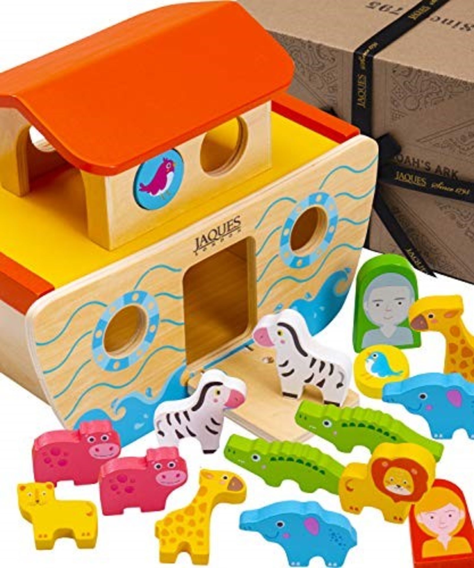 Jaques of London Noahs Ark Early Learning Animal Shape Sorter Toy  Let s Play Tod