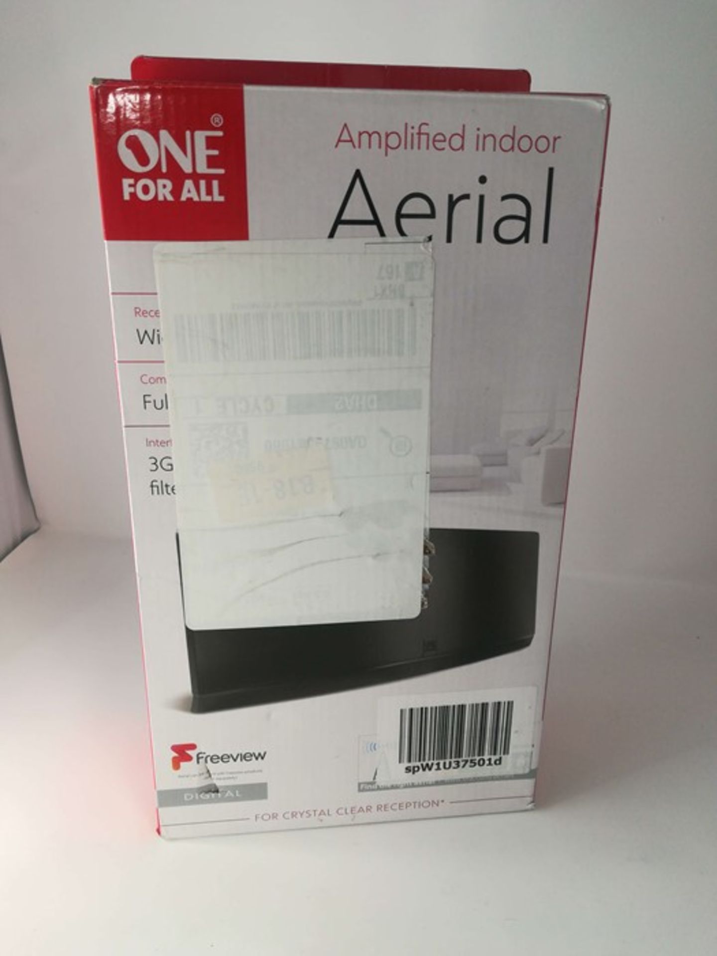 One For All Amplified Indoor Digital TV Aerial, Curved HDTV Antenna â¬  UHF/VHF - - Image 2 of 2