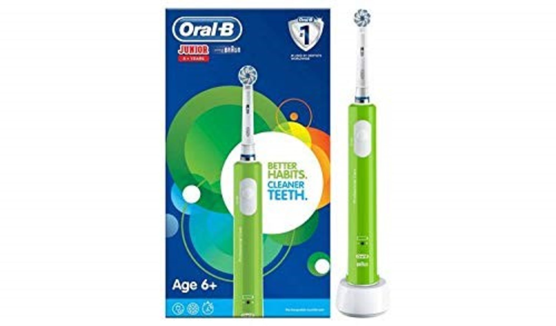 Oral-B Junior Kids Electric Rechargeable Toothbrush for Children Age 6-12, 1 Brush Han