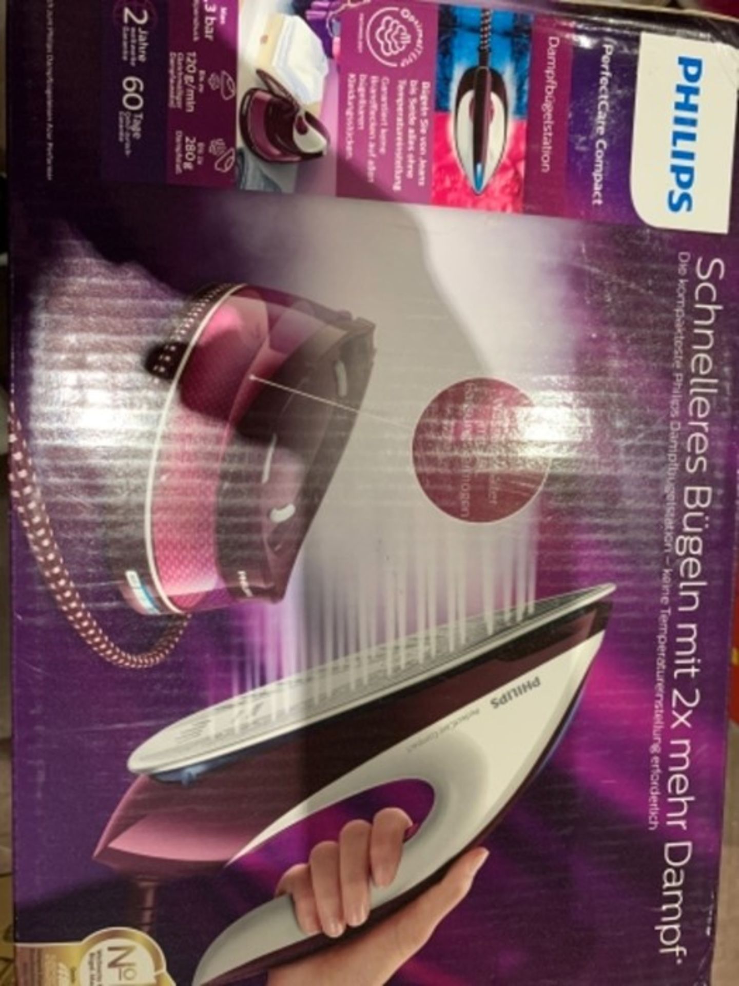 RRP £165.00 PerfectCare Compact Steam Generator Iron GC7808/40 with 280g steam boost - Image 2 of 3