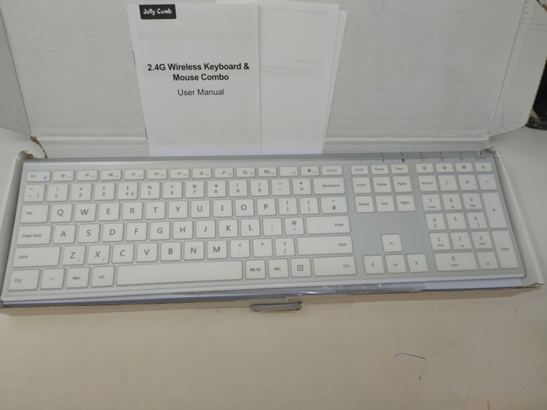 Wireless Keyboard and Mouse Combo, Jelly Comb 2.4G Full Size USB Rechargeable Keyboard - Image 2 of 2