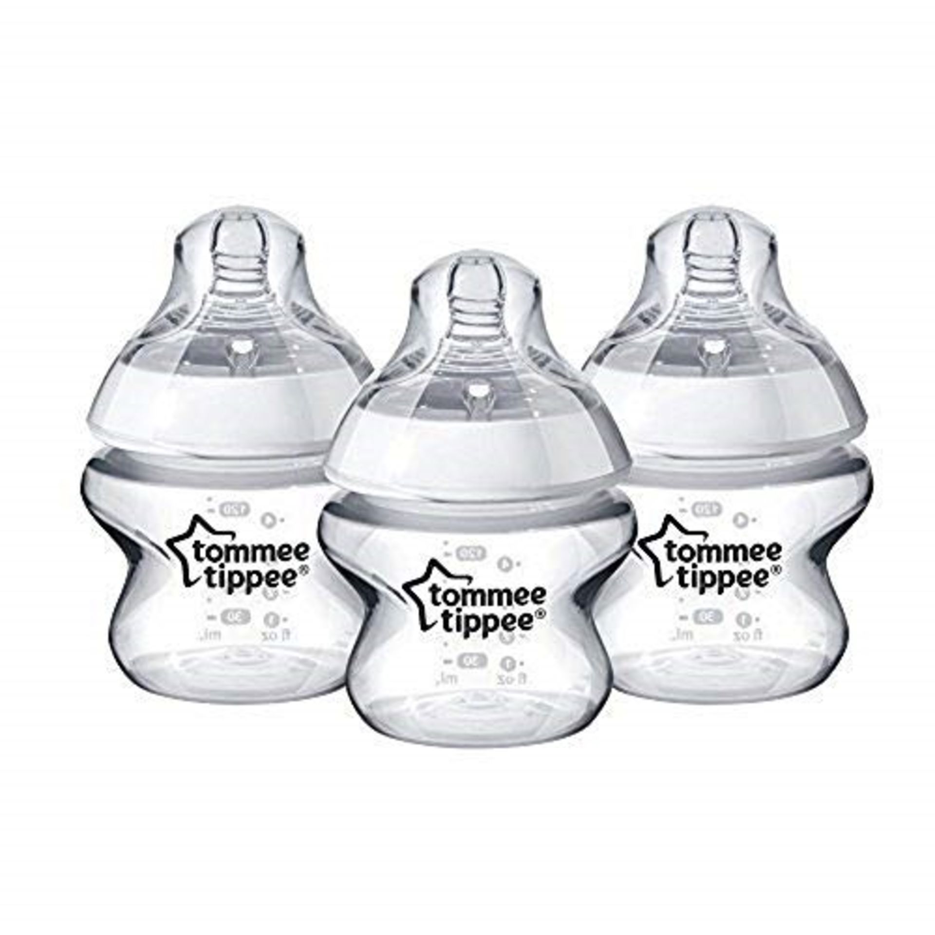 Tommee Tippee Closer to Nature Clear Bottles, 150 ml, Pack of 3