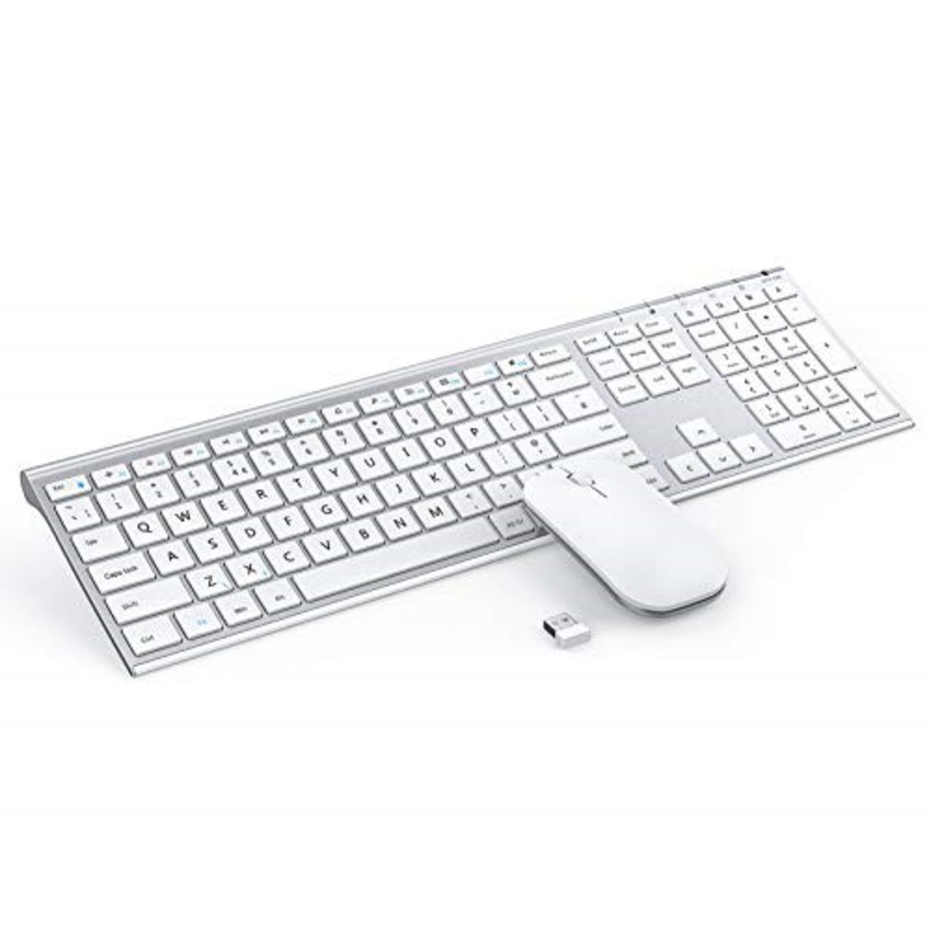 Wireless Keyboard and Mouse Combo, Jelly Comb 2.4G Full Size USB Rechargeable Keyboard