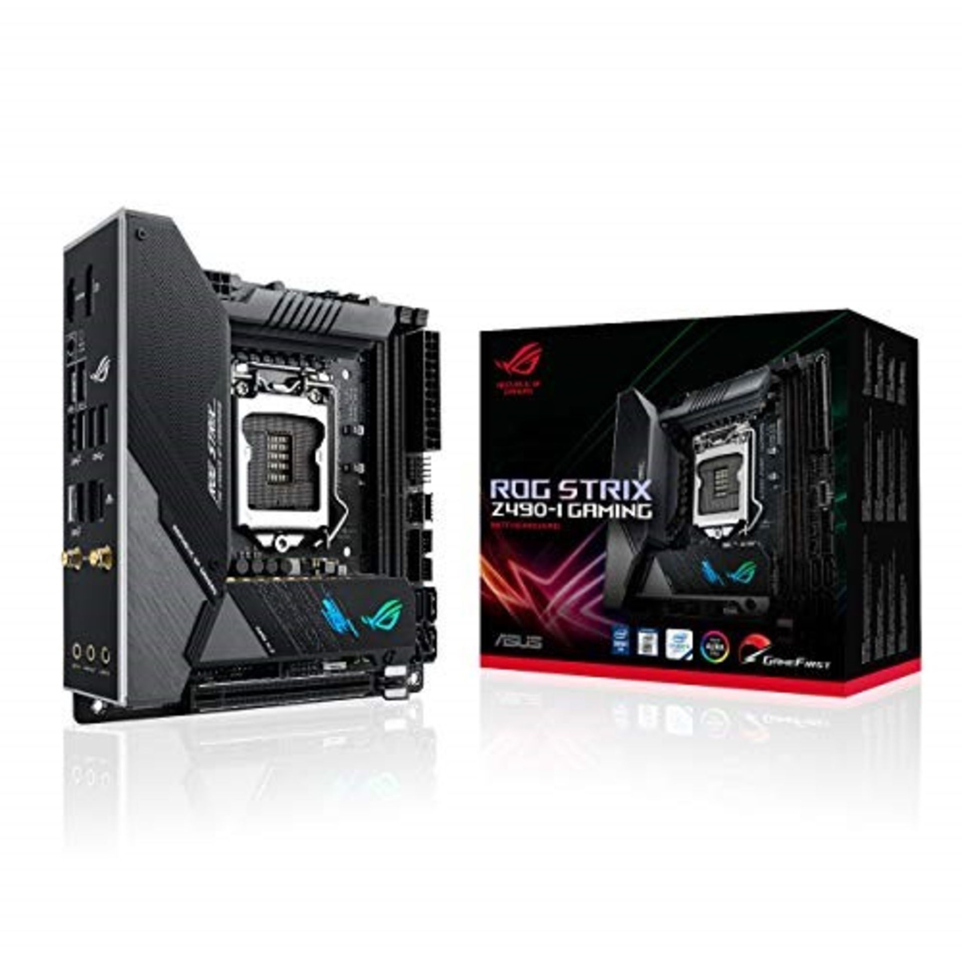 RRP £270.00 ASUS ROG Strix Z490-I Gaming Intel Z490 LGA 1200 mini-ITX gaming motherboard featuring