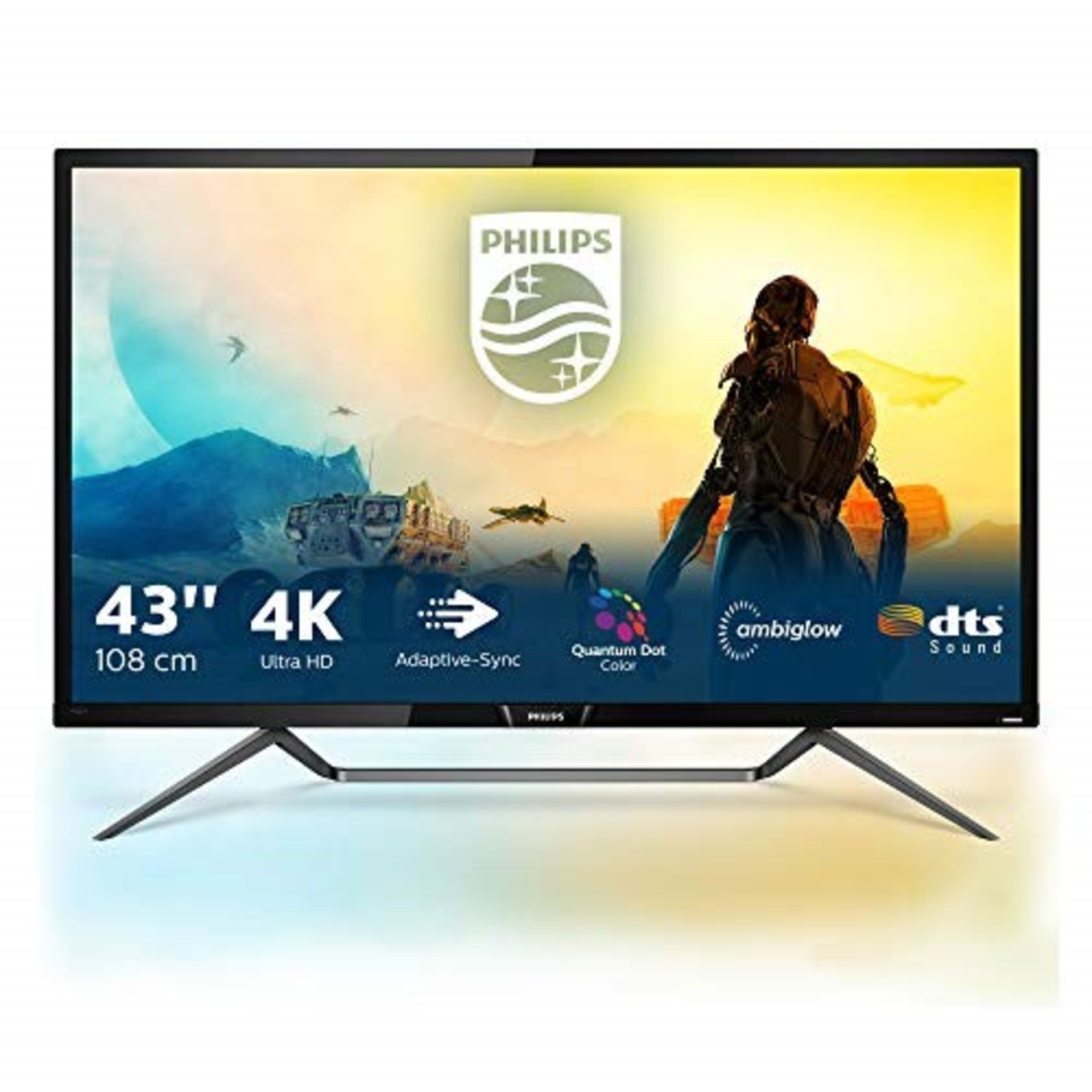 RRP £462.00 [BROKEN SCREEN] Philips Monitors 436M6VBPAB - 43 Inch 4K Gaming Monitor, HDR 1000, Qua