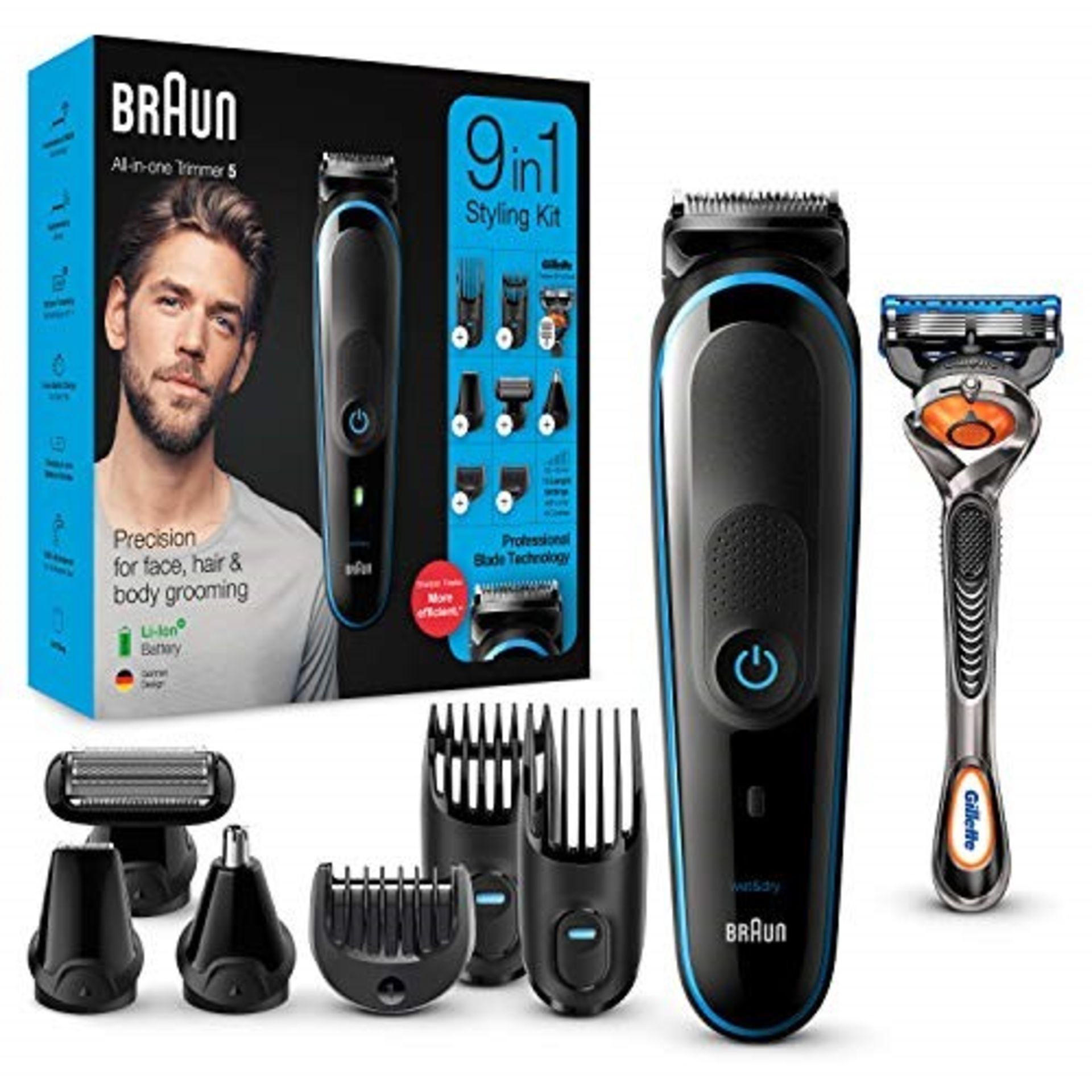 Braun 9-in-1 All-in-one Trimmer 5 MGK5280, Beard Trimmer for Men, Hair Clipper and Bod