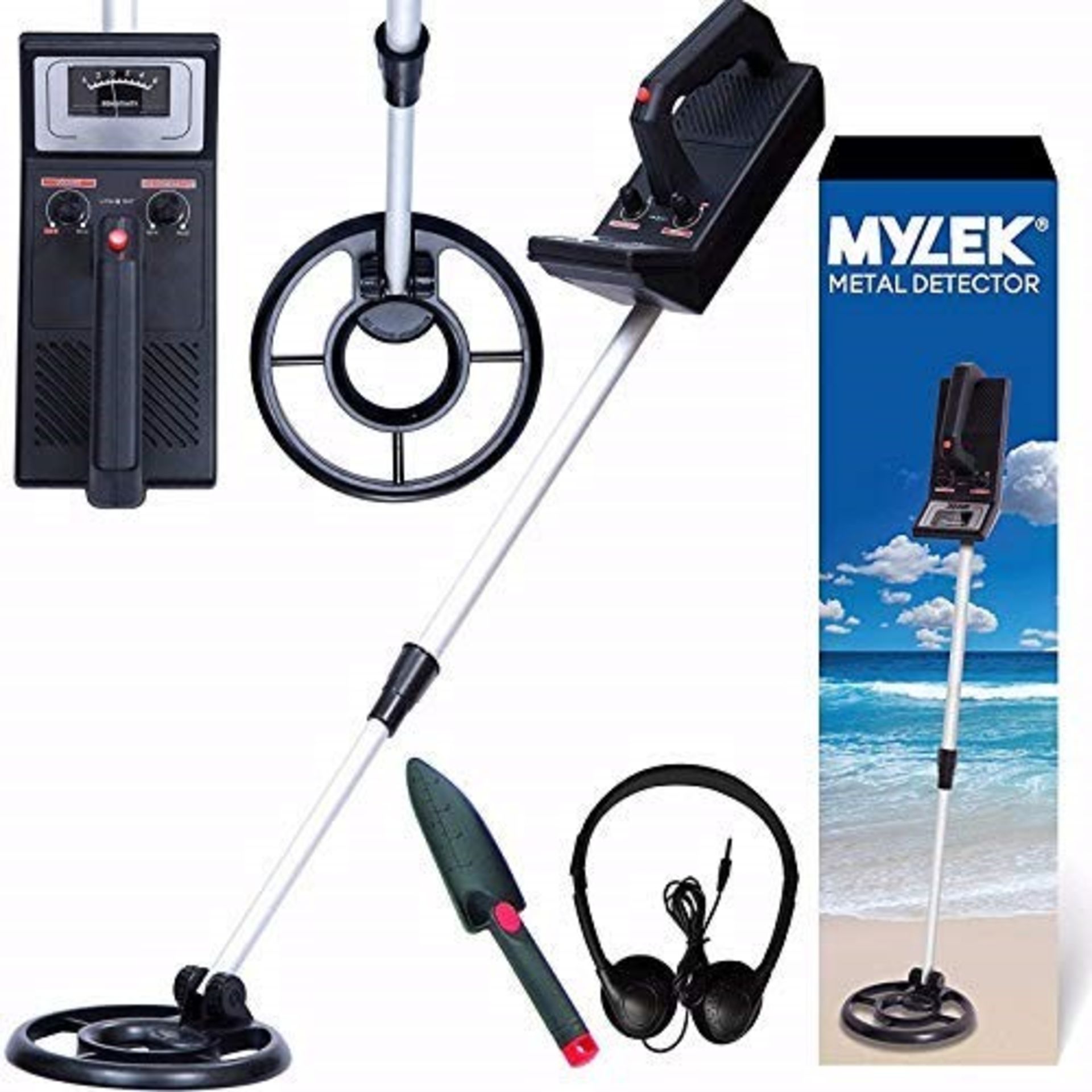 MYLEK Metal Detector Kit Height Adjustable With Waterproof Search Coil - Detects All G