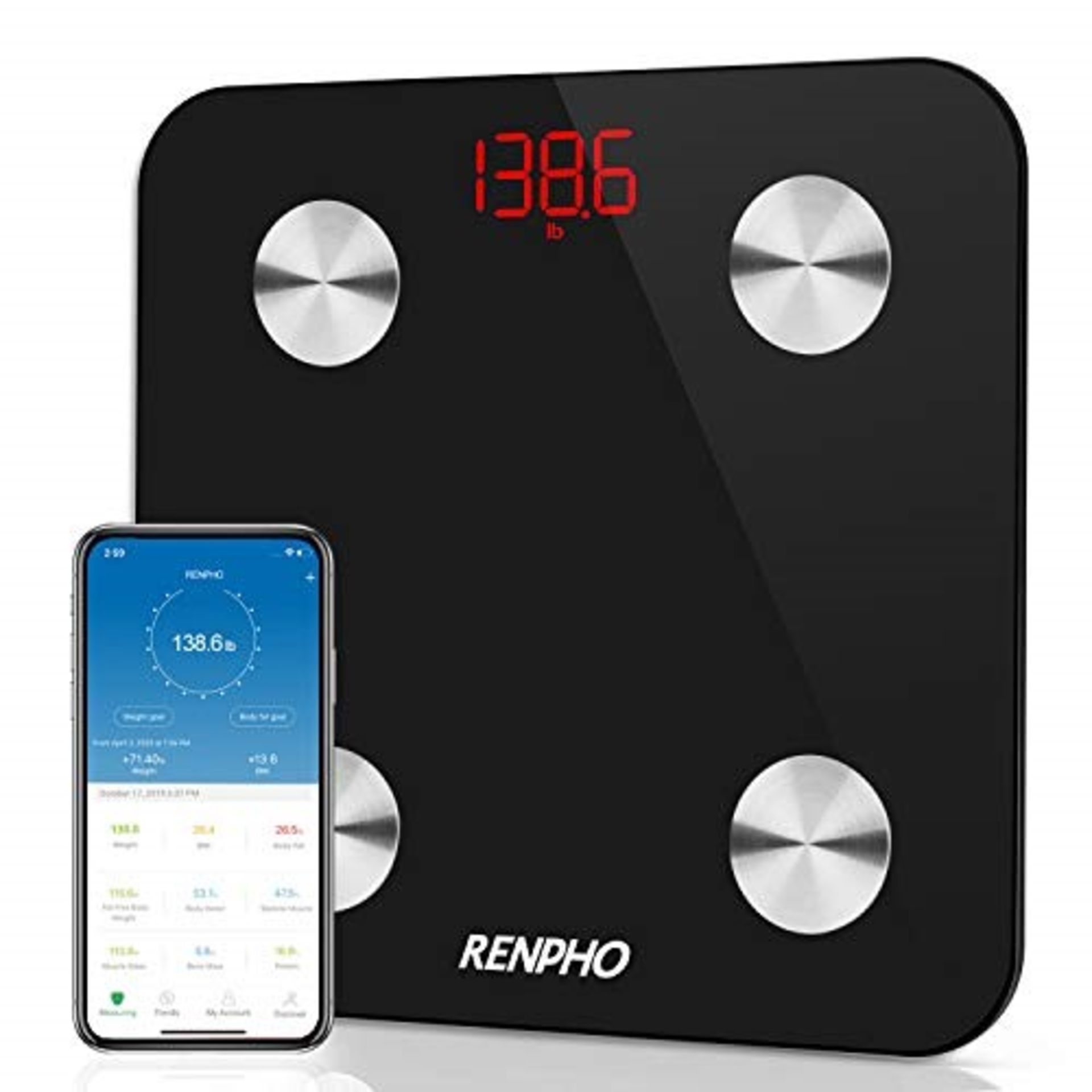 Smart Body Fat Scales, RENPHO Digital Bathroom Weight Scales Bluetooth Weighing Scale