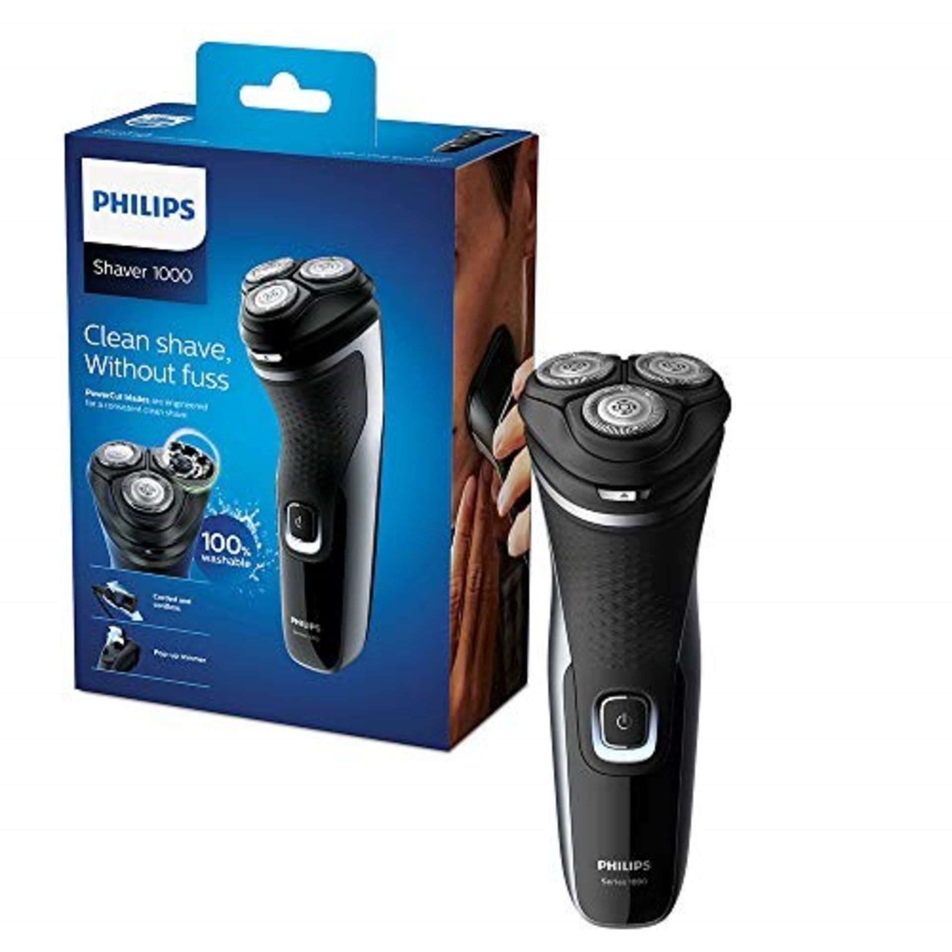 Philips Shaver Series 1000 with PowerCut Blades, Dry Men's Electric Shaver with Pop Up