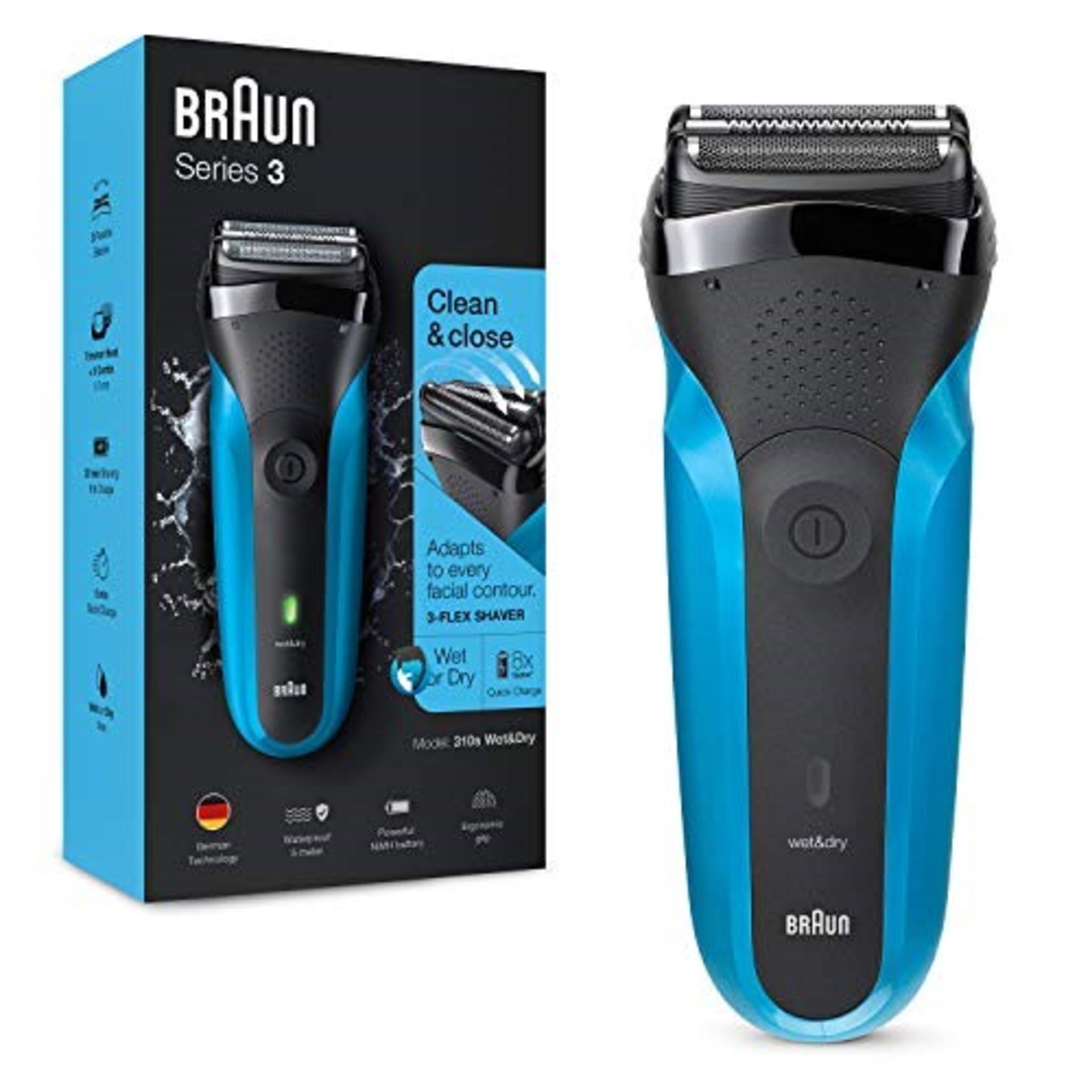 Braun Series 3 310 Electric Shaver Wet & Dry Electric Razor for Men with 3 Flexible Bl