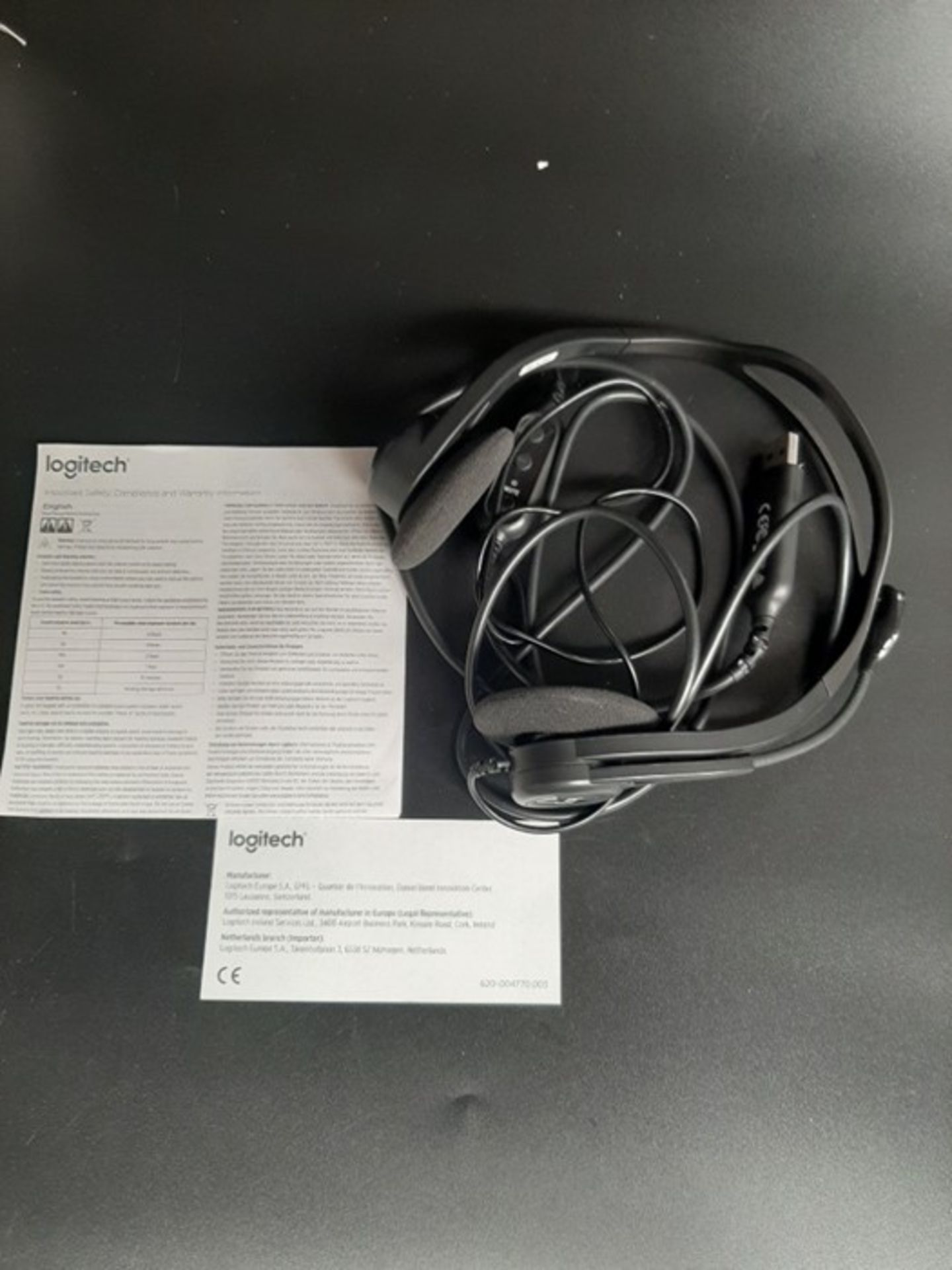 Logitech 960 Wired Headset, Stereo Headphones with Noise-Cancelling Microphone, USB, L - Image 2 of 2