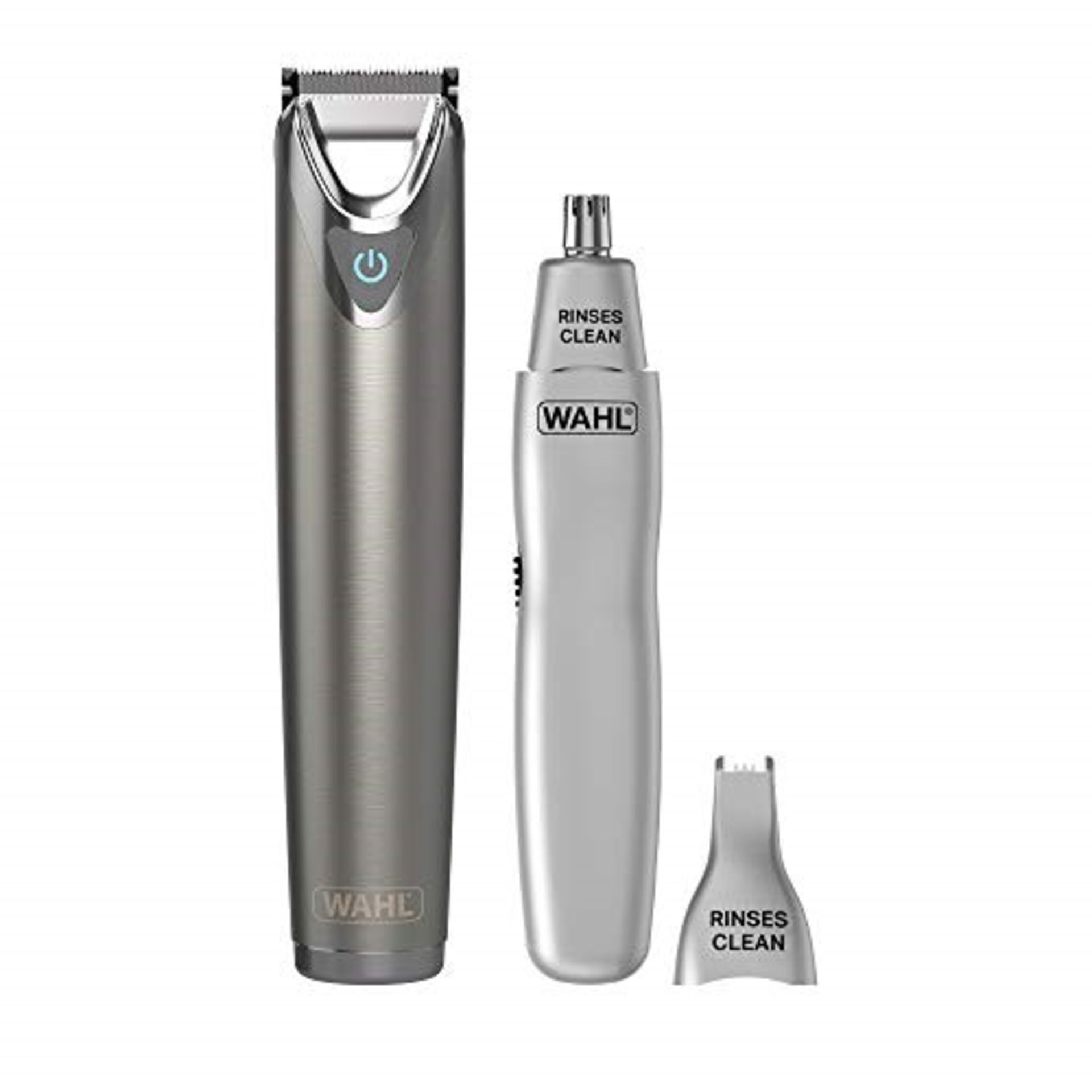 RRP £51.00 WAHL Stainless Steel Trimmer with Dual Head Ear and Nose Trimmer, 240 Minutes Cordless