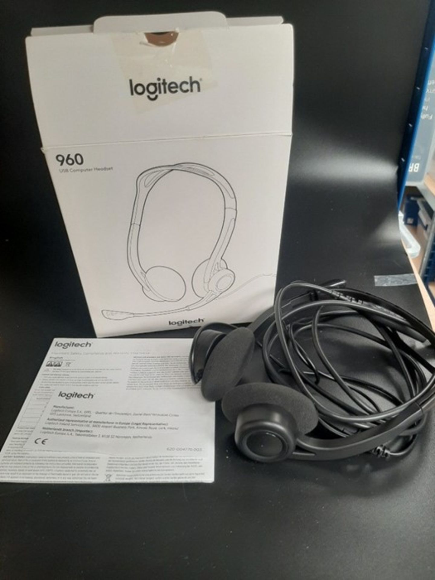 Logitech 960 Wired Headset, Stereo Headphones with Noise-Cancelling Microphone, USB, L - Image 2 of 2