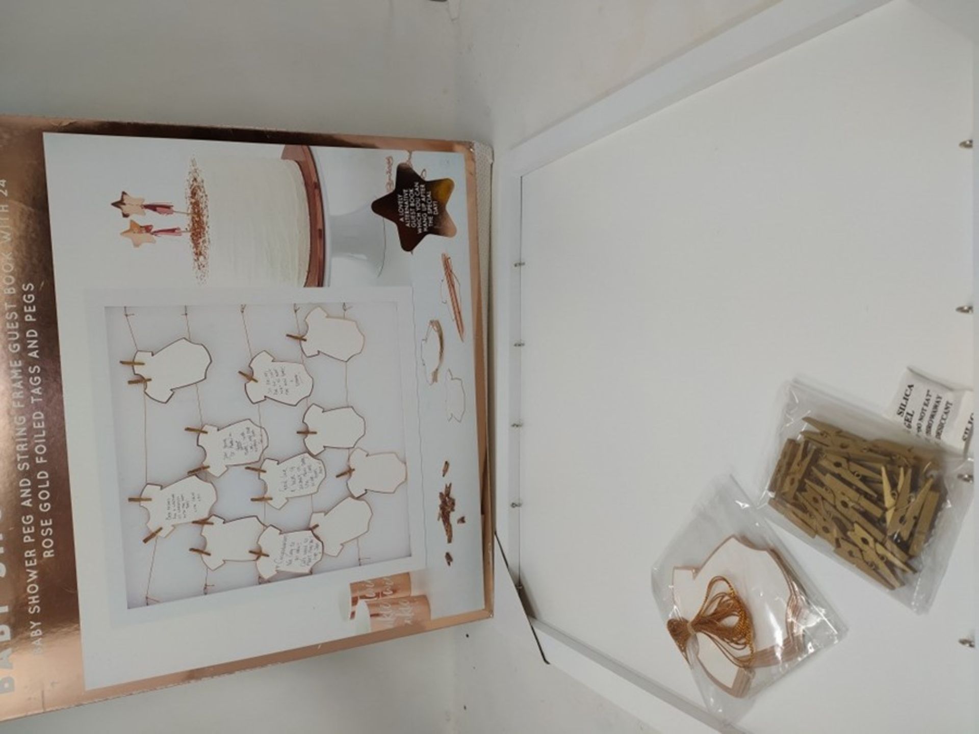 Ginger Ray White with Rose Gold Babygrow Baby Shower Frame Guest Book Twinkle - Image 2 of 2