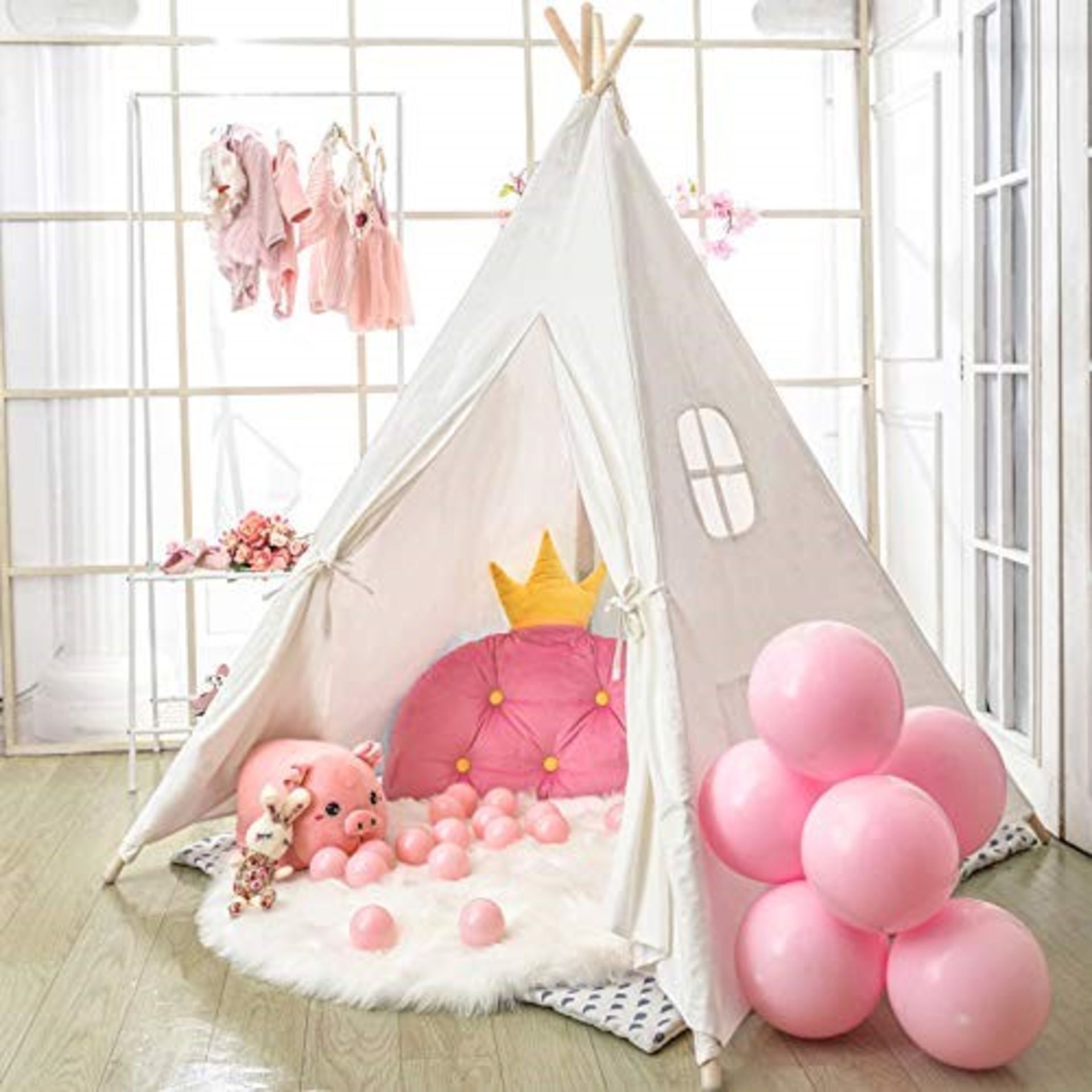 Wilwolfer Teepee Tent for Kids Foldable Children Play Tent for Girl and Boy with Carry
