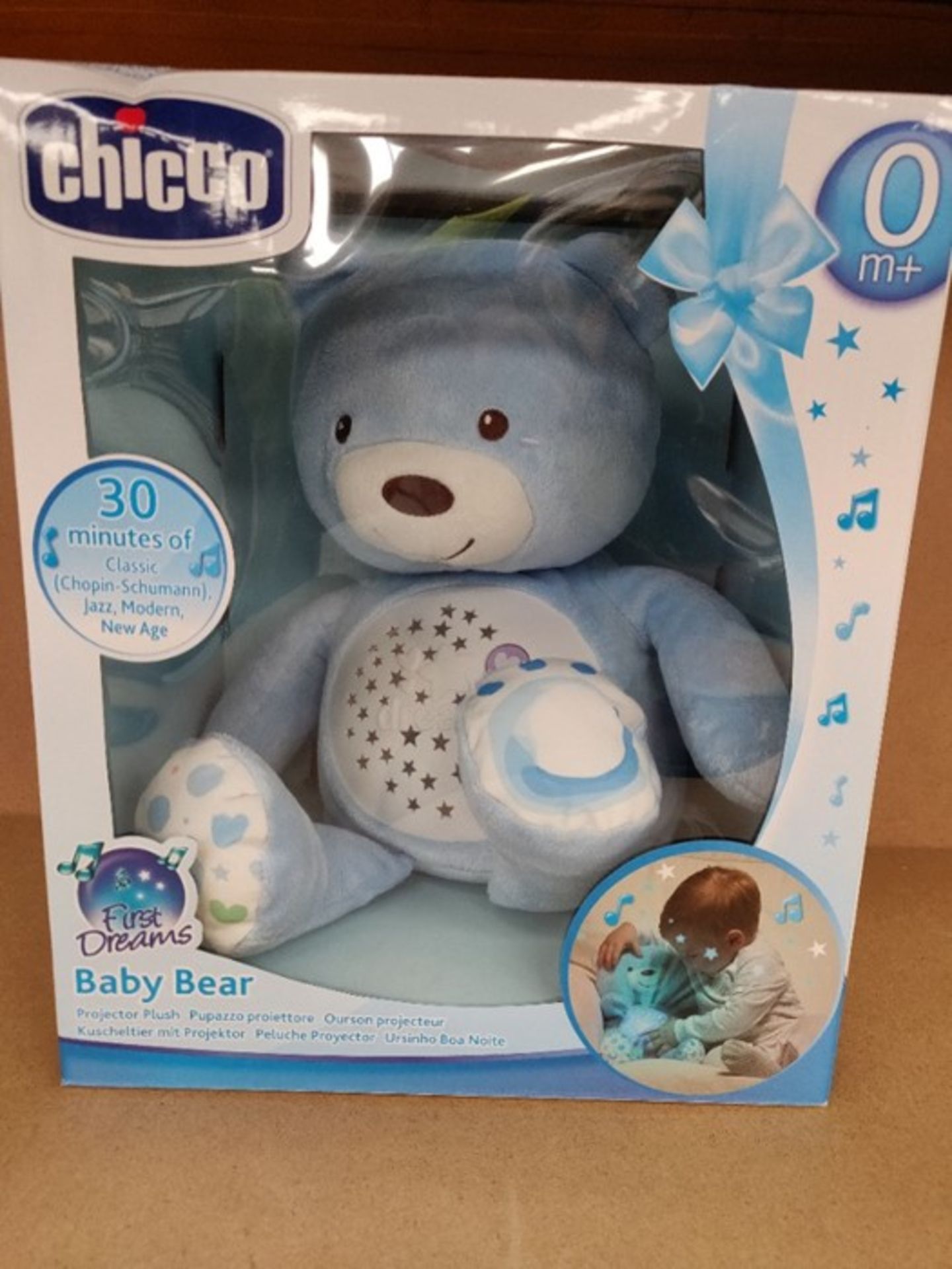 Chicco First Dreams Baby Bear Blue Musical Night Light Plush Teddy Toy - Image 2 of 3