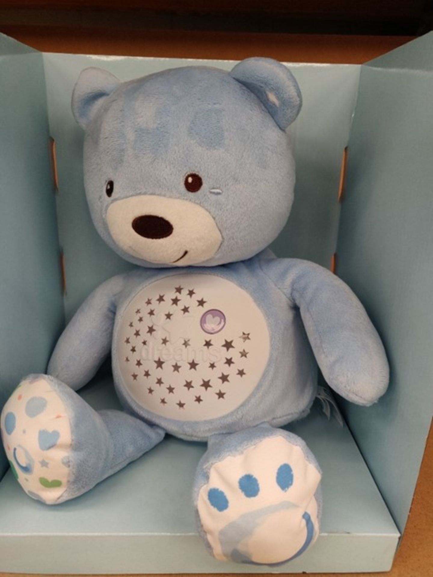 Chicco First Dreams Baby Bear Blue Musical Night Light Plush Teddy Toy - Image 3 of 3