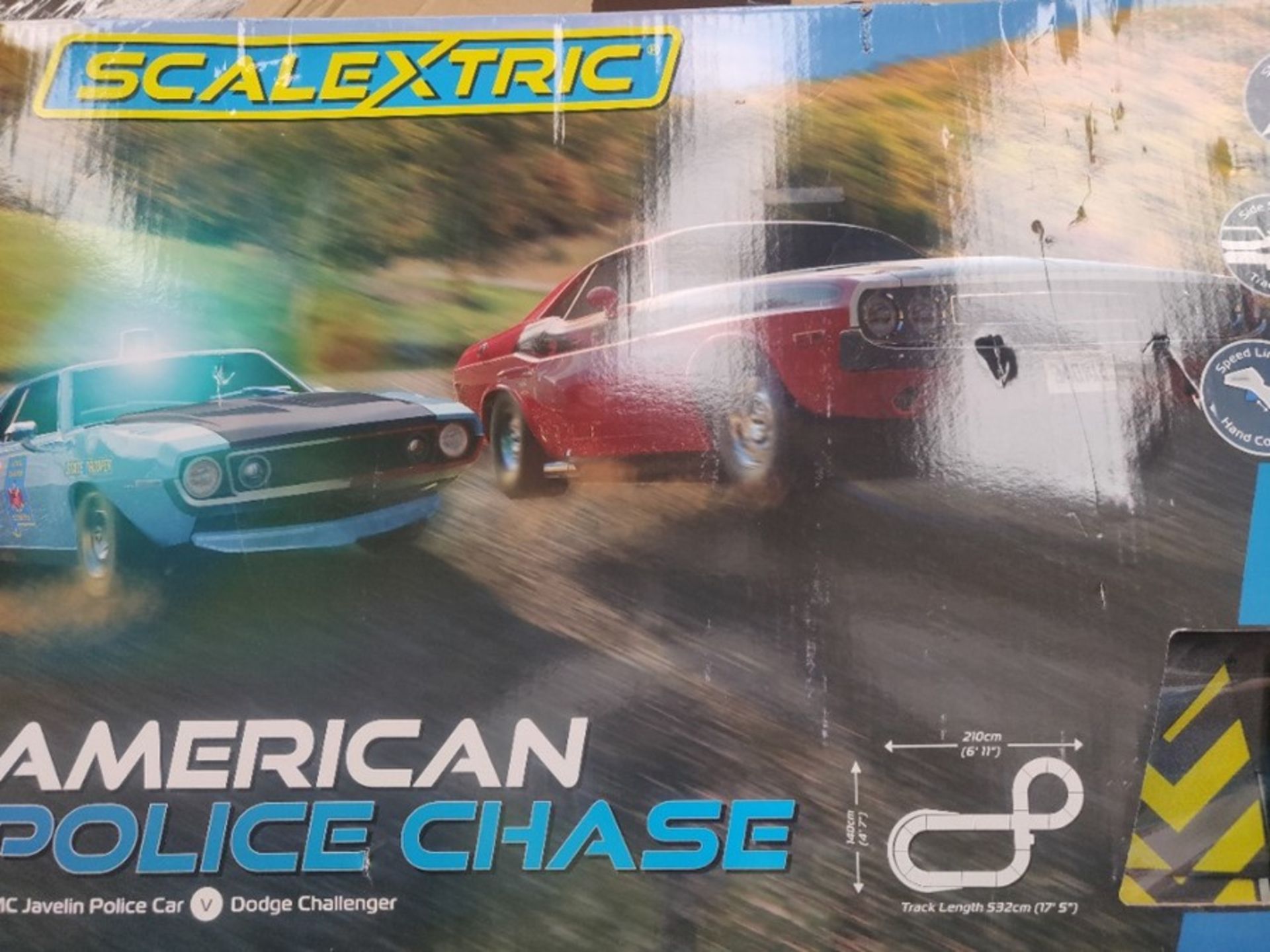 RRP £90.00 Scalextric C1405 American Police Chase (AMC Javelin v Dodge Challenger) - Image 2 of 2