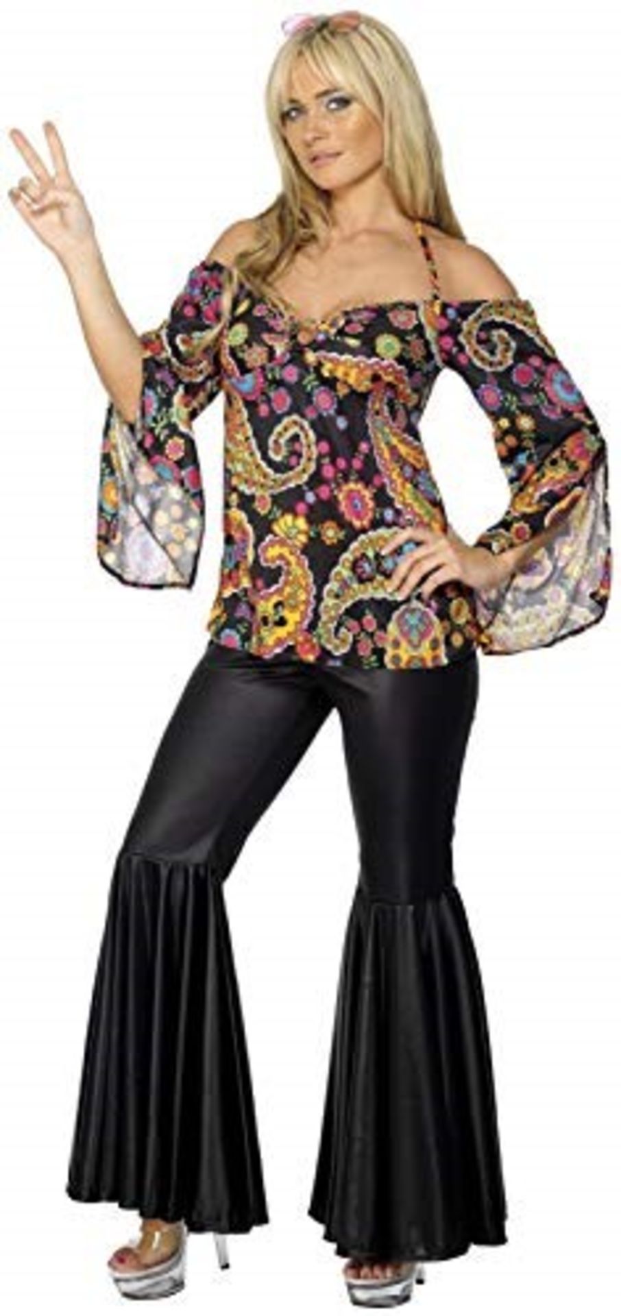 Smiffys Hippie Costume, Female, Black, XXL (24-26 UK) (52 - 54 EU))