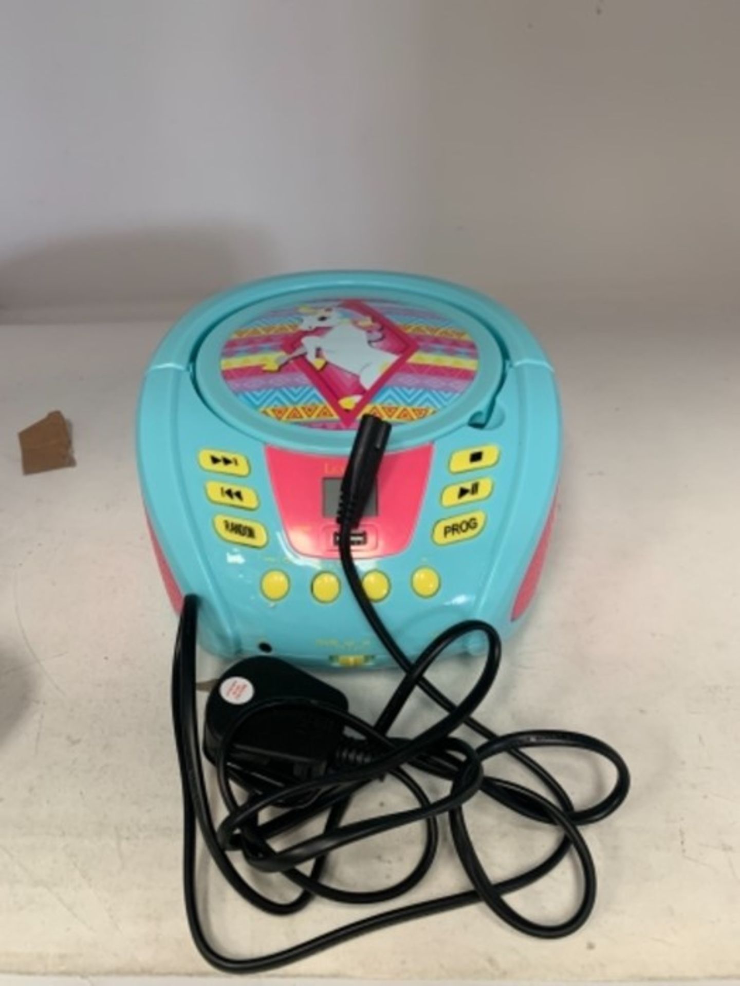 Lexibook CD Player Unicorn, AUX-in Jack, USB Port, AC or Battery-Operated, Blue/Pink, - Image 2 of 2