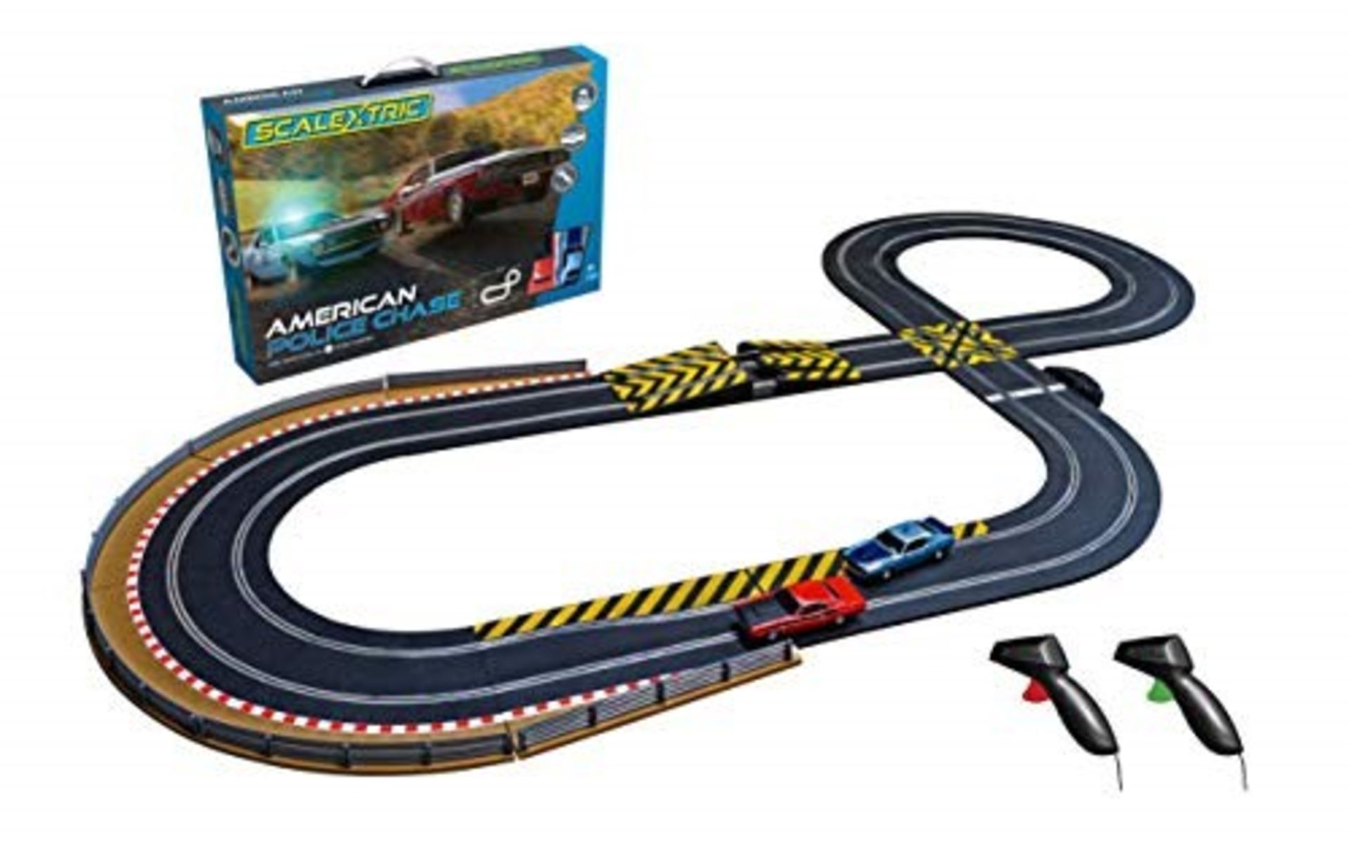 RRP £90.00 Scalextric C1405 American Police Chase (AMC Javelin v Dodge Challenger)