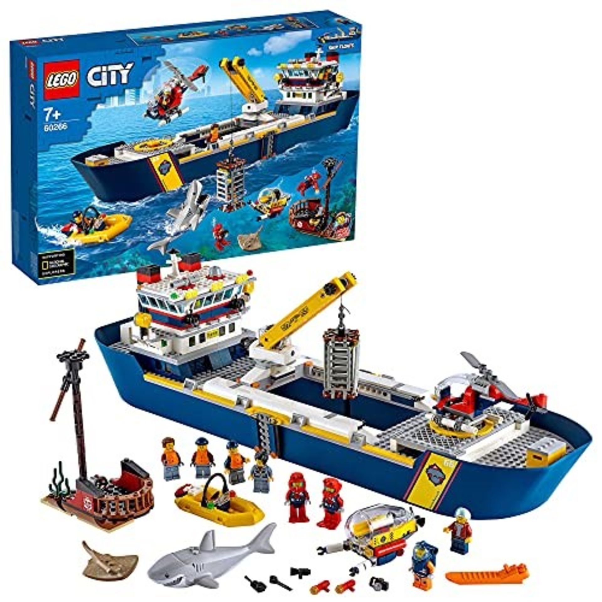 RRP £94.00 LEGO 60266 City Oceans Exploration Ship Floating Toy Boat, Deep Sea Underwa