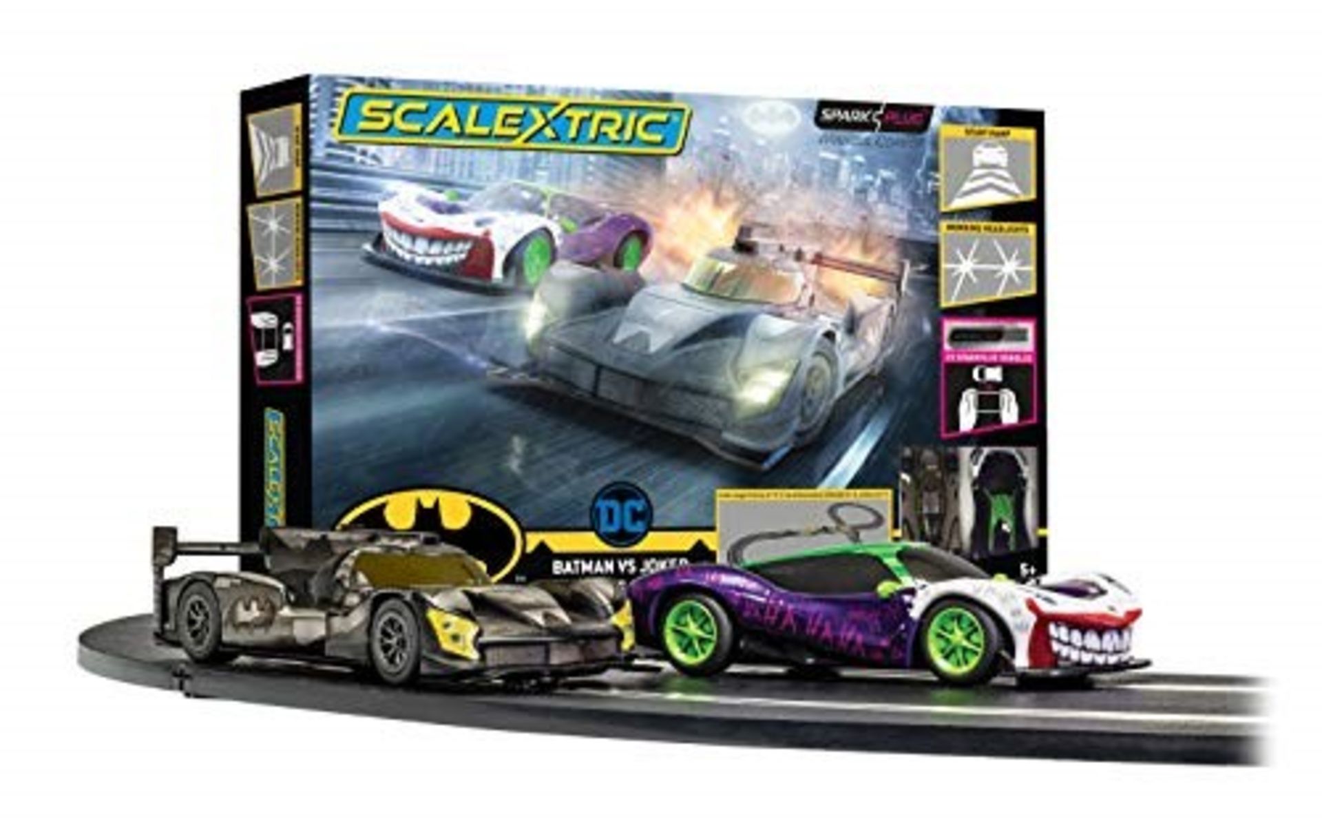 RRP £109.00 [INCOMPLETE] Scalextric Spark Plug - Batman vs Joker Slot Car Racing Set