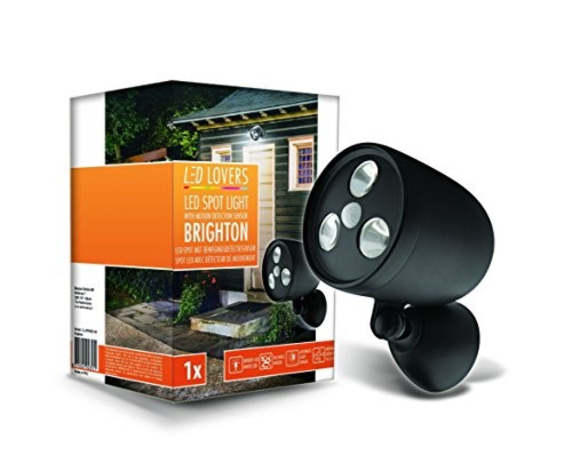 LED LOVERS Brighton Outdoor Wall Lights with Motion Sensor | Black Waterproof Battery