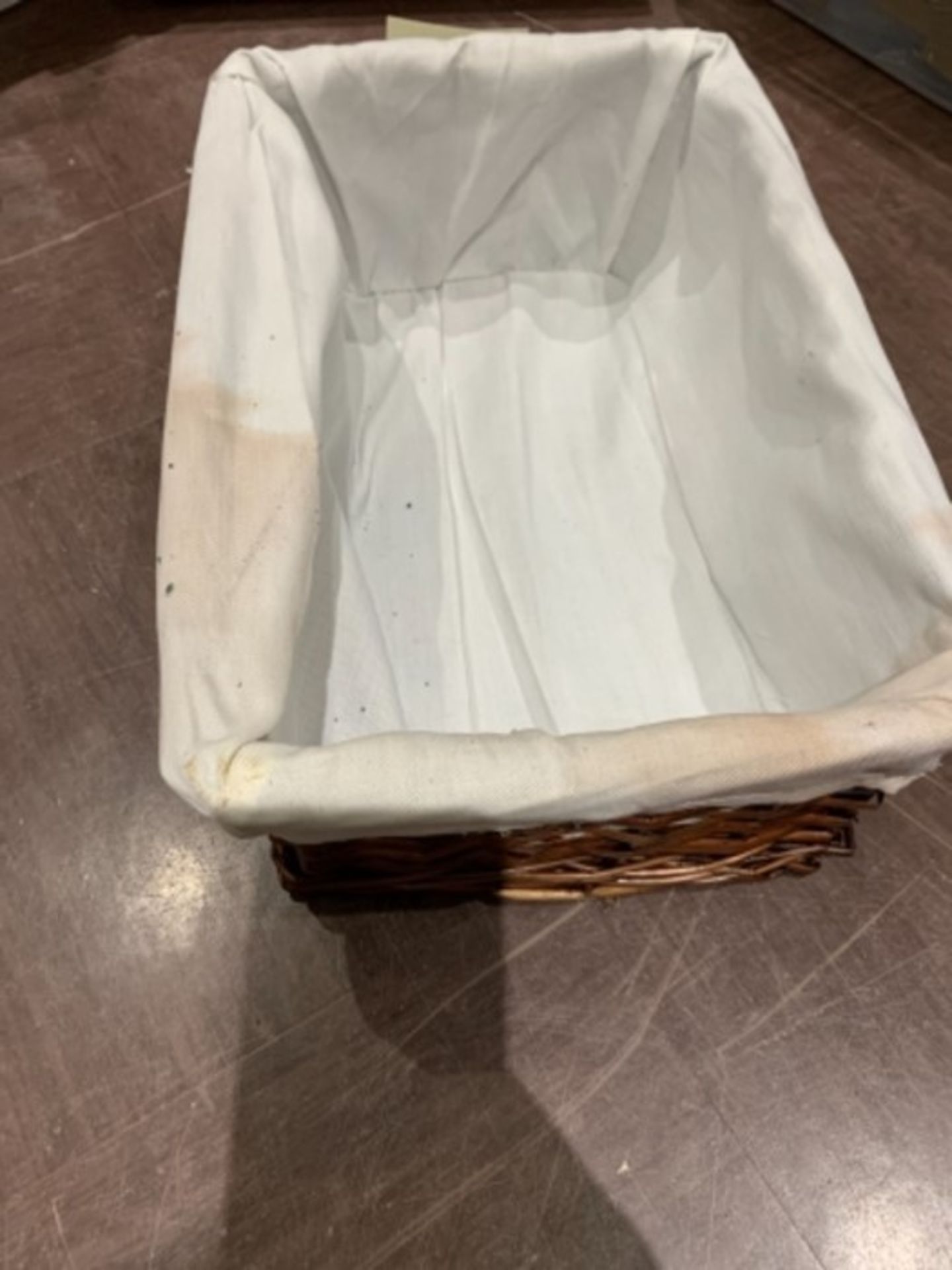 woodluv Dark Brown Wicker Storage Basket W/Off White Cloth Lining Xmas Hamper - Medium - Image 2 of 2