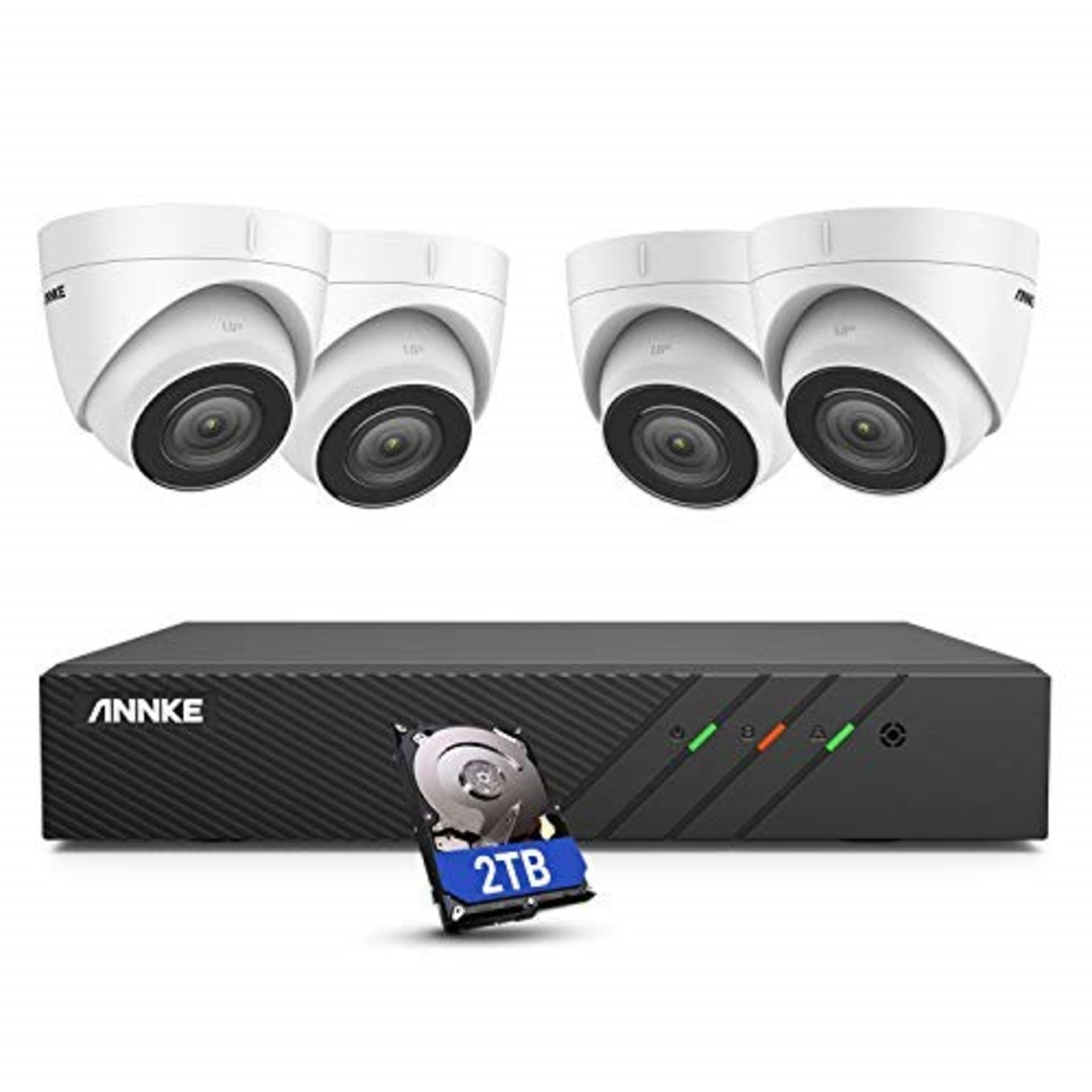 RRP £283.00 ANNKE H500 8CH Turret POE CCTV Camera System with 6MP H.265+ NVRÿ4X 5MP Outdoor Secu