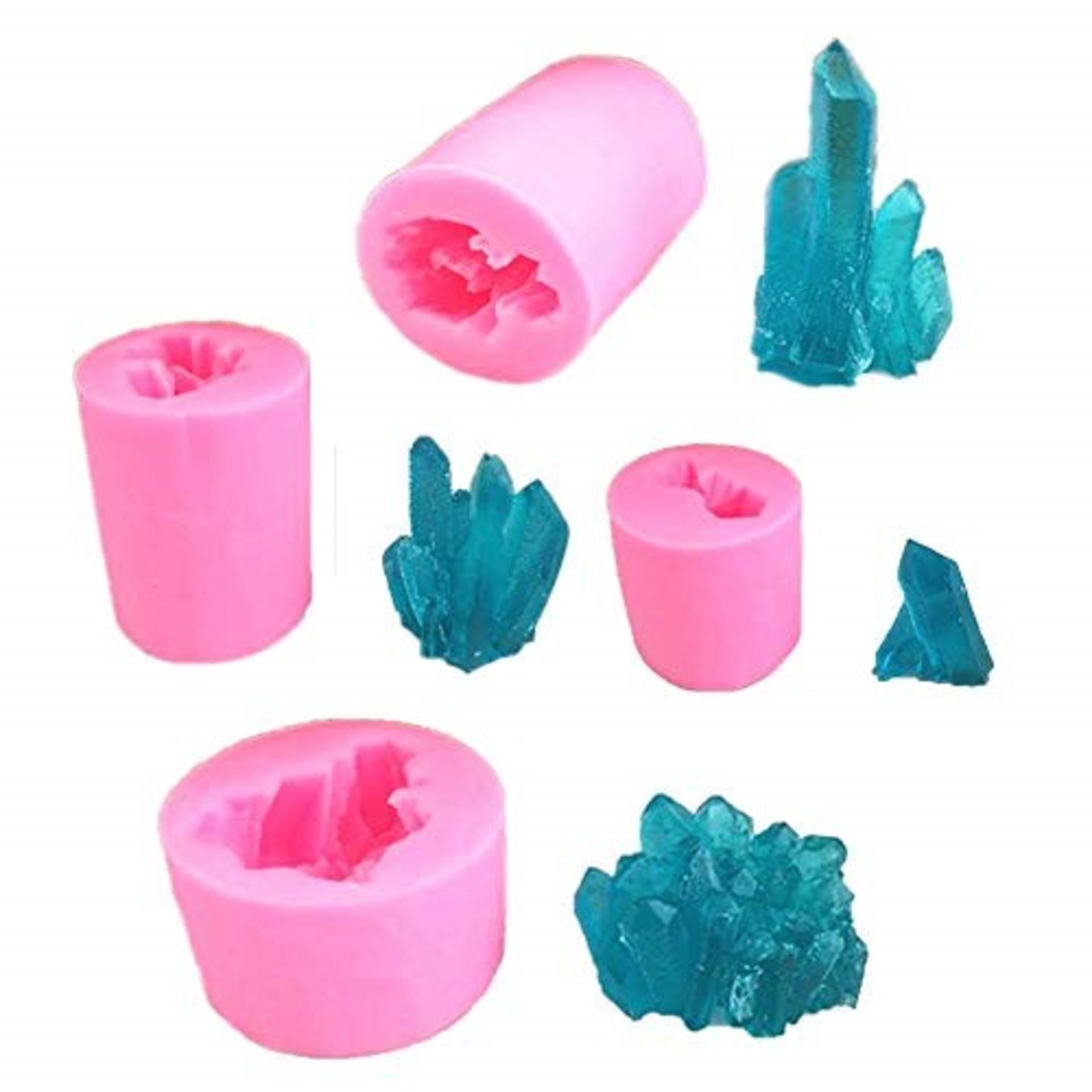 4Pcs Fautly Crystal Column Silicone Mold 3D Iceberg Aroma Stone Mould Clay Soap Resin