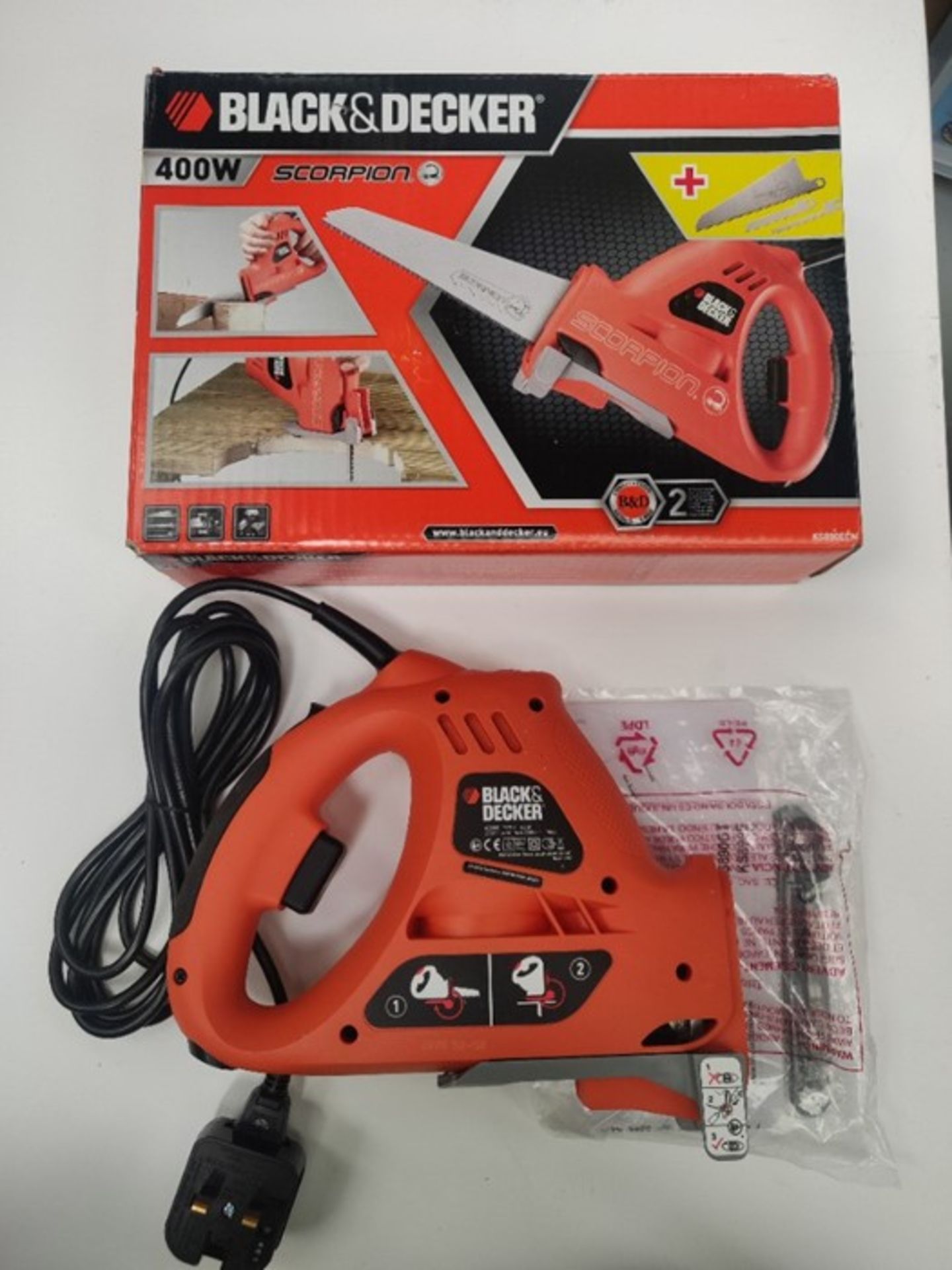 BLACK+DECKER 400 V Scorpion Electric Saw with 3 Blades and 10mm Stroke Length, KS890EC - Image 2 of 2