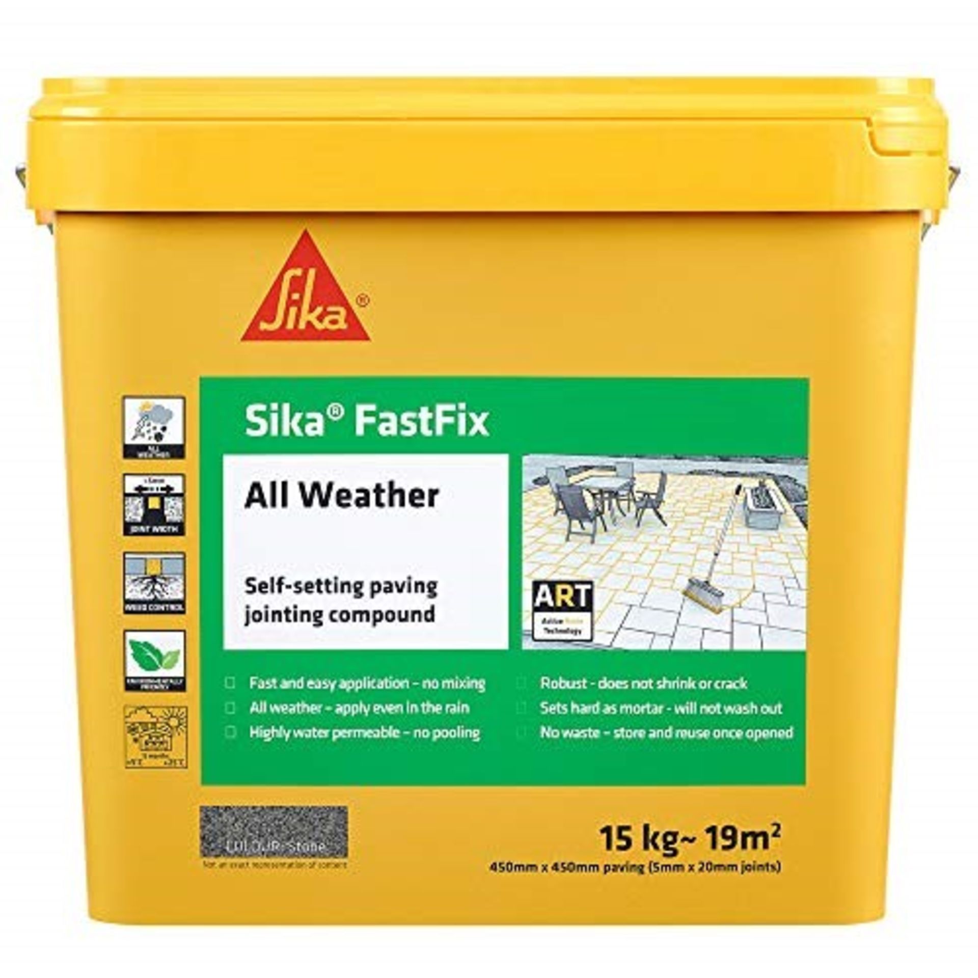 Sika FastFix All Weather Self-Setting Paving Jointing Compound, Stone, 15 kg - 19 sq.m