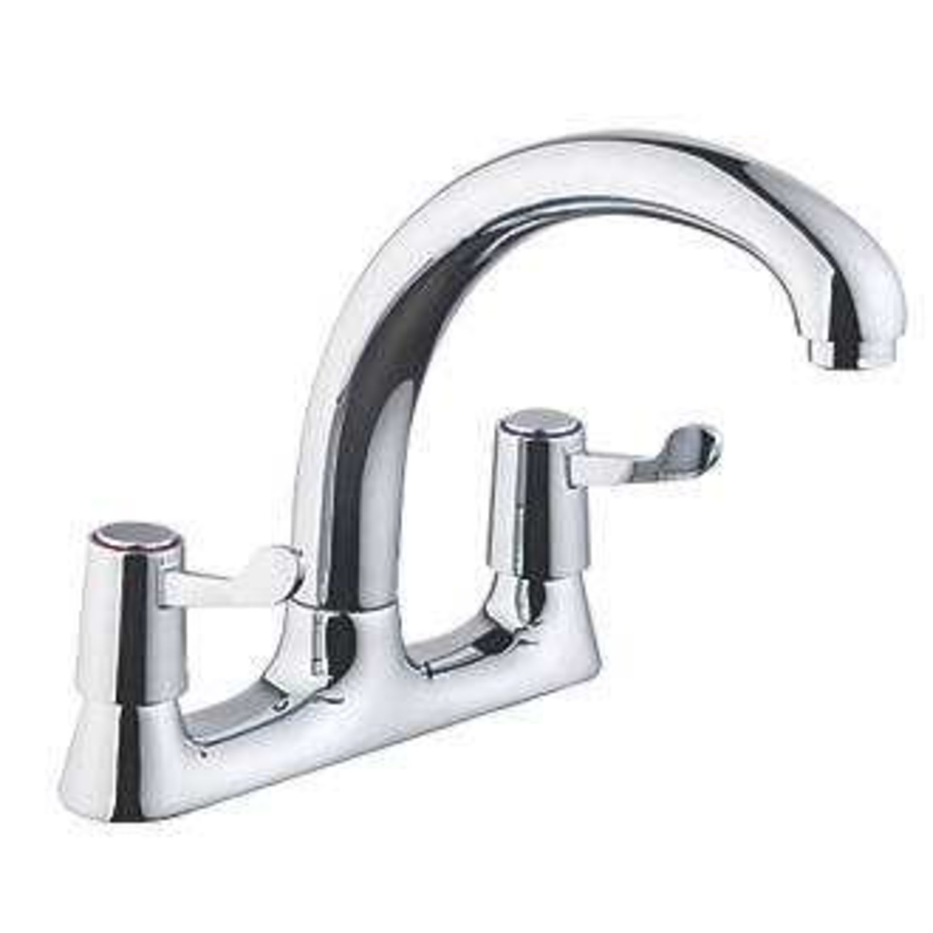 DECK-MOUNTED DUAL-LEVER MIXER KITCHEN TAP CHROME MA03