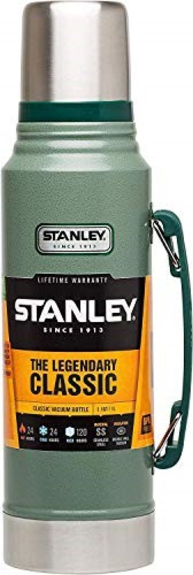 STANLEY 18-8 Stainless Steel-Double-Wall Vacuum Insulation Water Bottle, Hammertone Gr