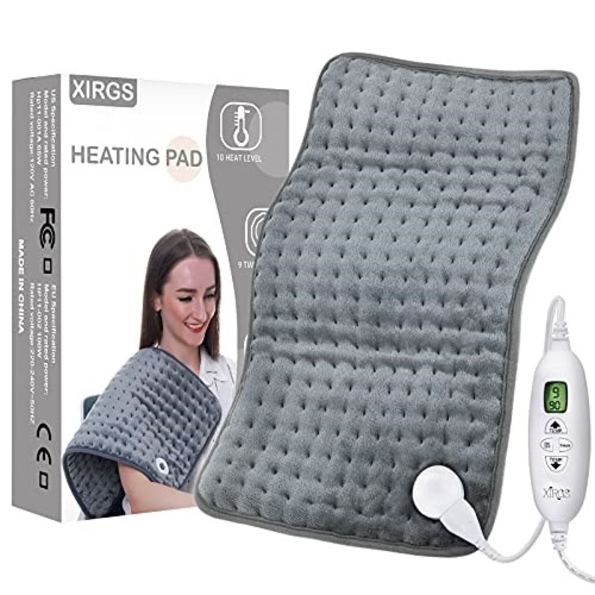 XIRGS Heating Pad, Electric Heating Pad for Back Cramps Neck Pain Relief, Dry & Moist
