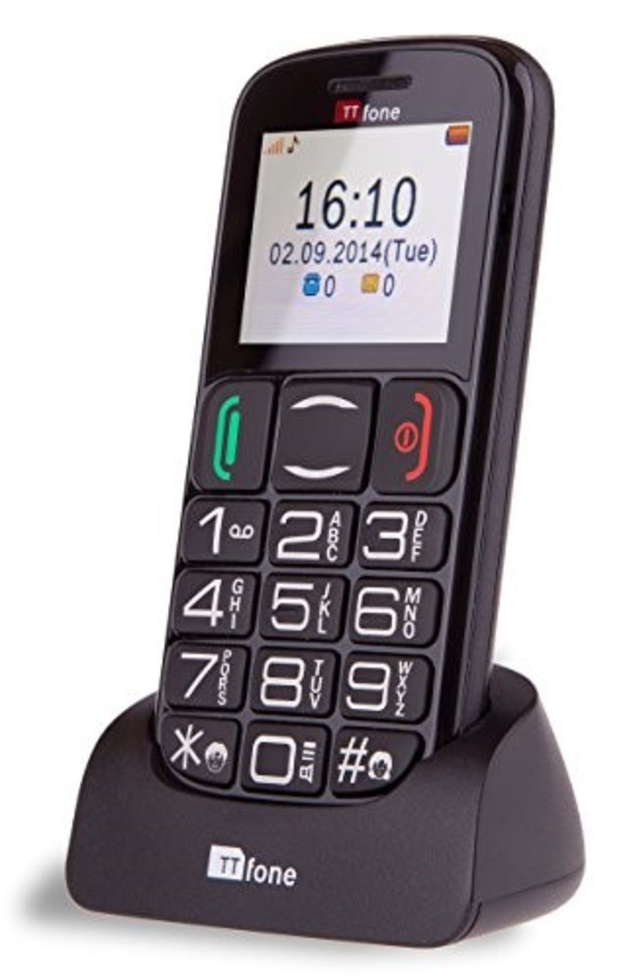 TTfone Mercury 2 Big Button Basic Senior Unlocked Sim Free Mobile Phone with Dock - Bl