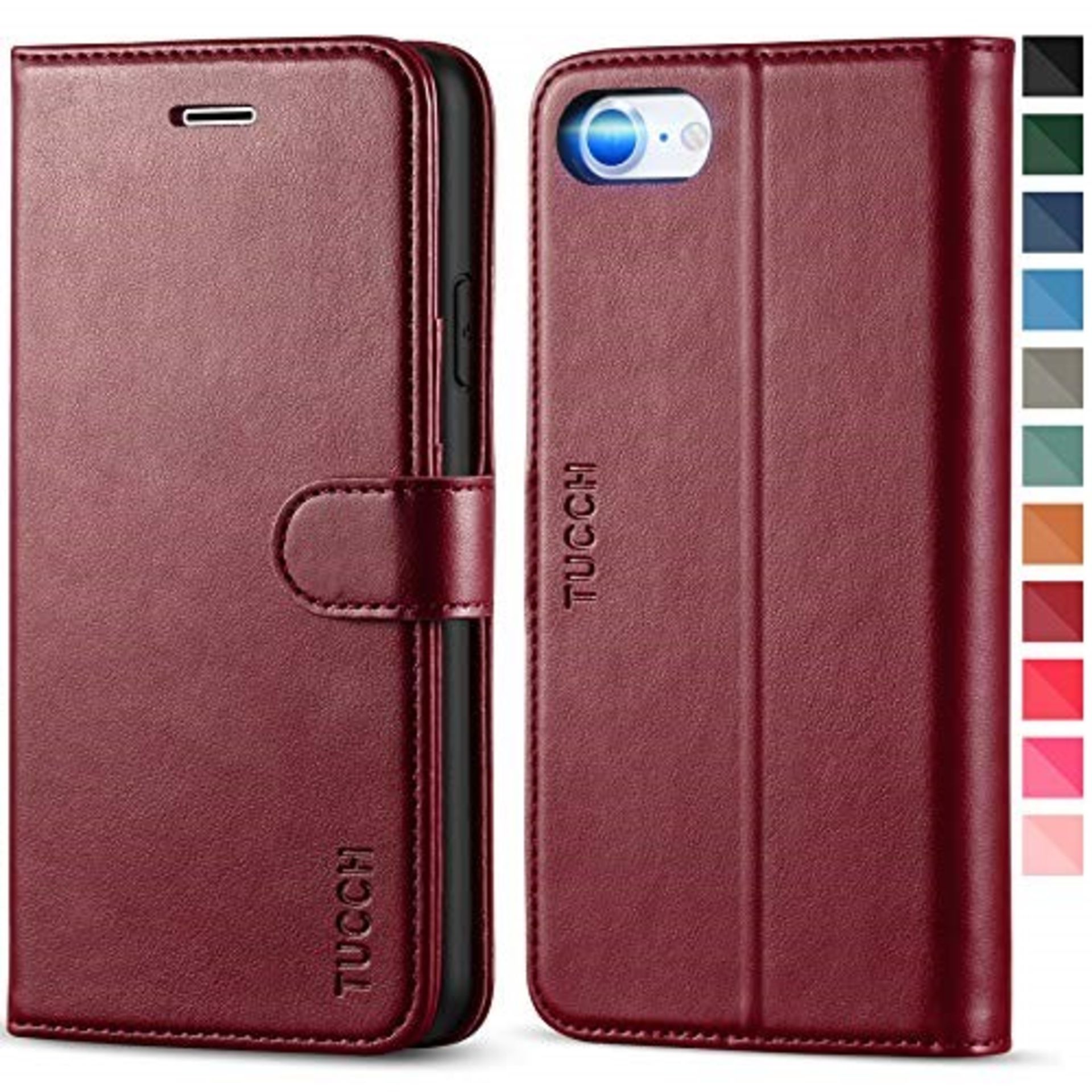 TUCCH iPhone SE 2020 Case, iPhone 8 Leather Case, iPhone 7 Wallet Case[Viewing Stand][