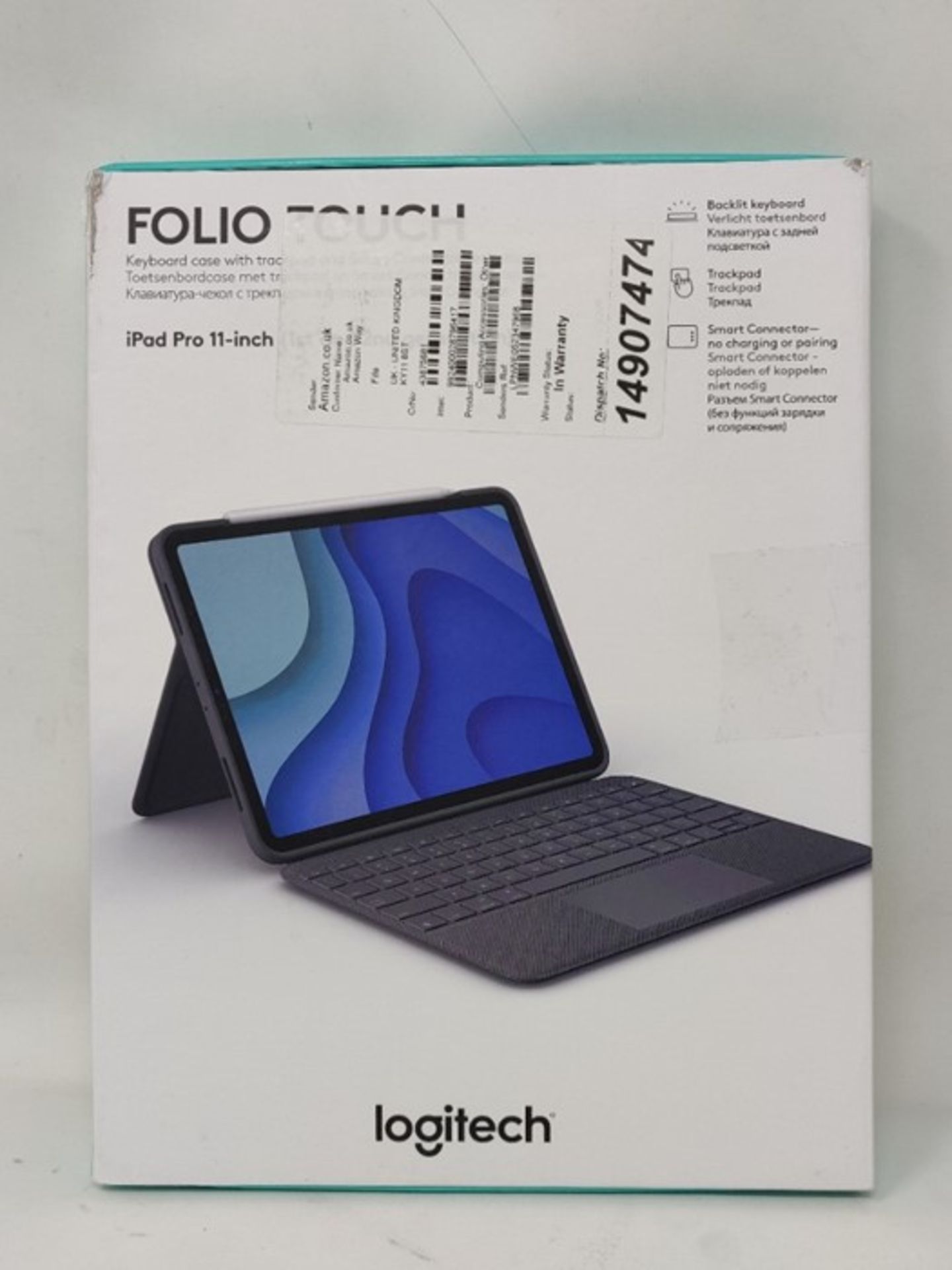 RRP £129.00 Logitech Folio Touch iPad Keyboard Case with Trackpad and Smart Connector for iPad Pro - Image 2 of 3