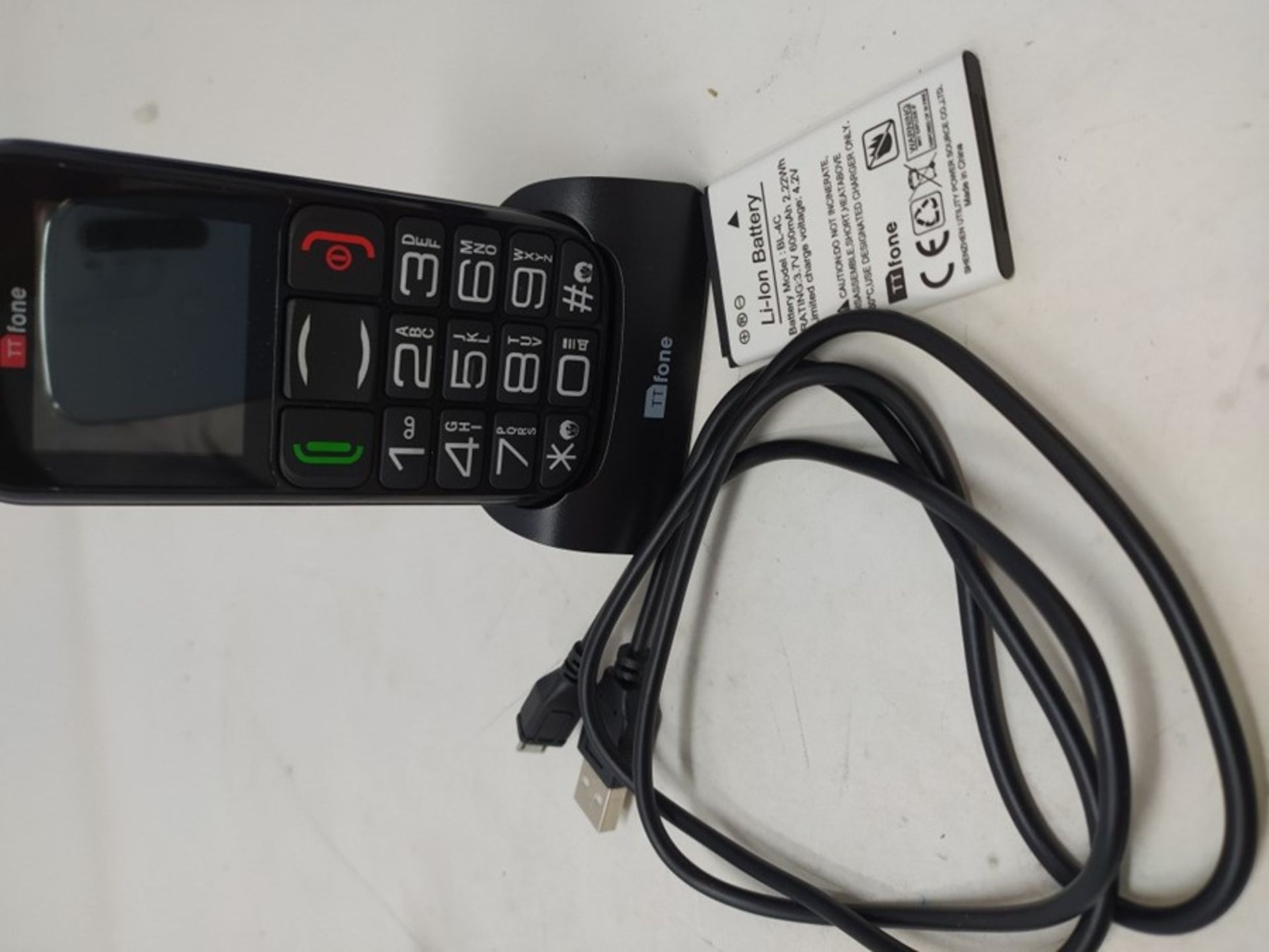 TTfone Mercury 2 Big Button Basic Senior Unlocked Sim Free Mobile Phone with Dock - Bl - Image 2 of 2