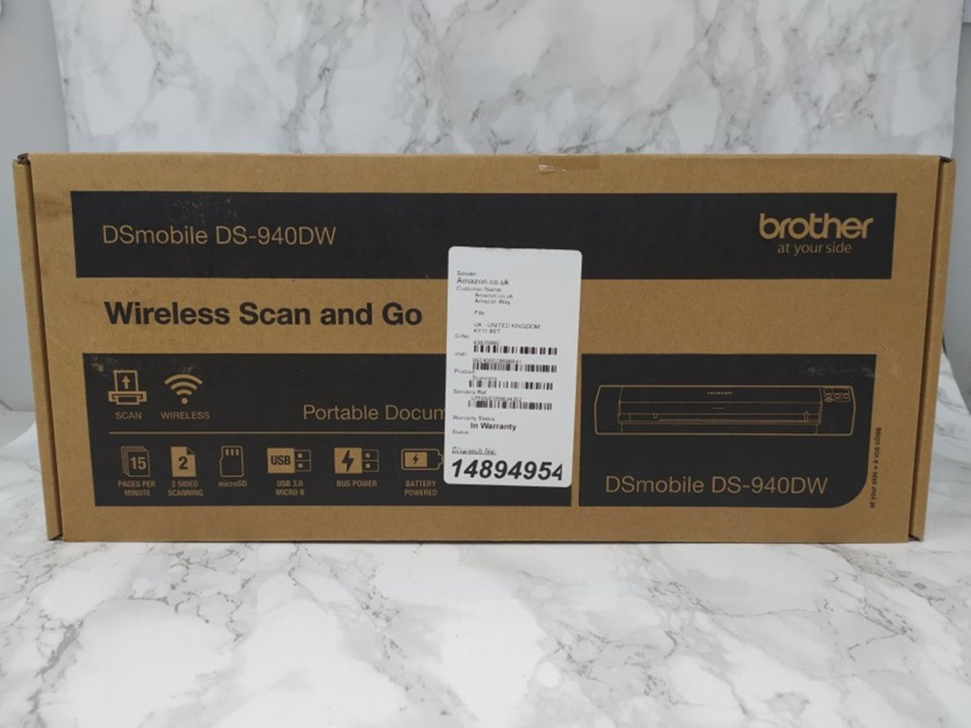 RRP £158.00 Brother DS-940DW Document Scanner, Wireless/USB 3.0, DSMobile, Portable, 2 Sided Scann - Image 2 of 3