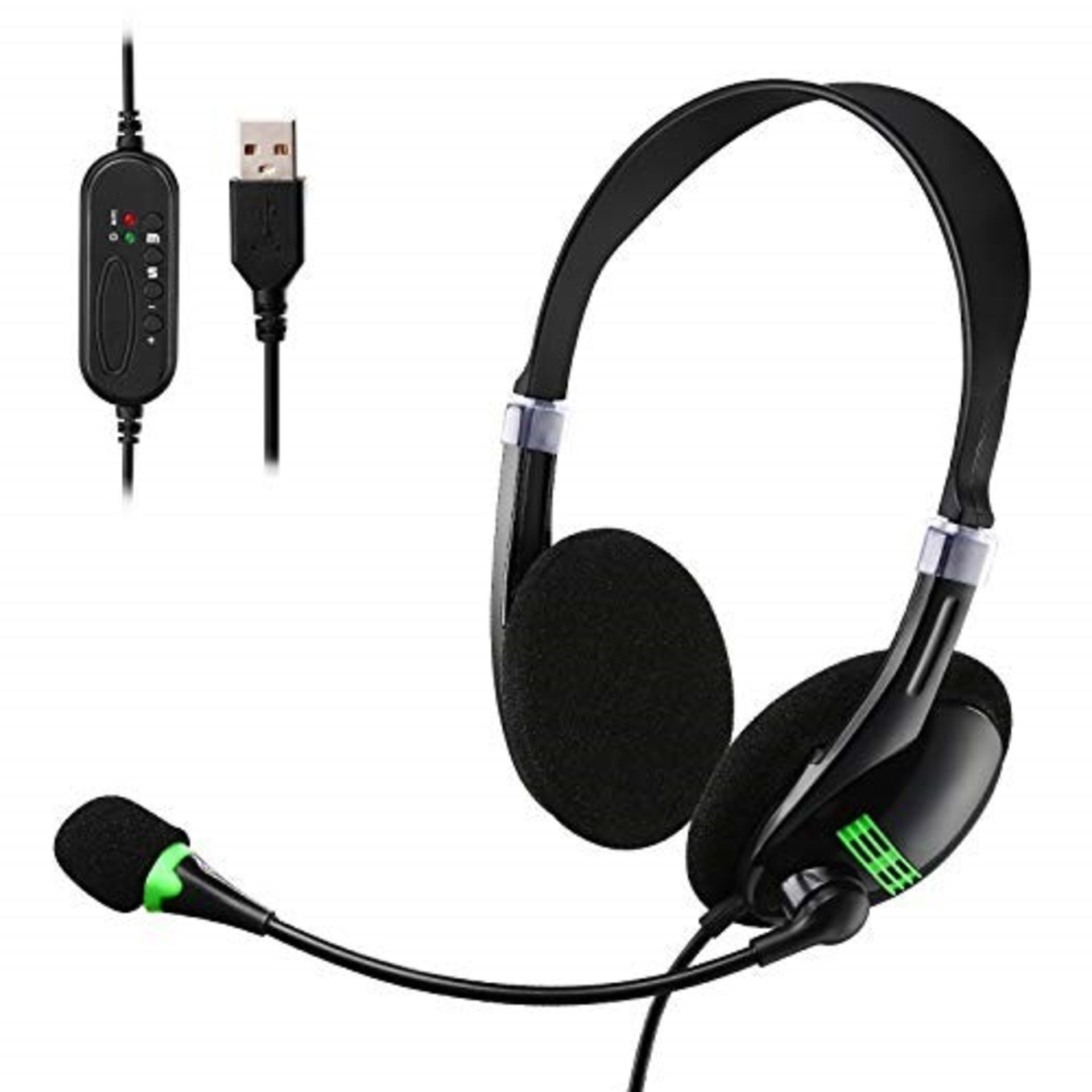 USB Headset PC USB Headsets with Microphone Noise Cancelling, Stereo PC Headphone for