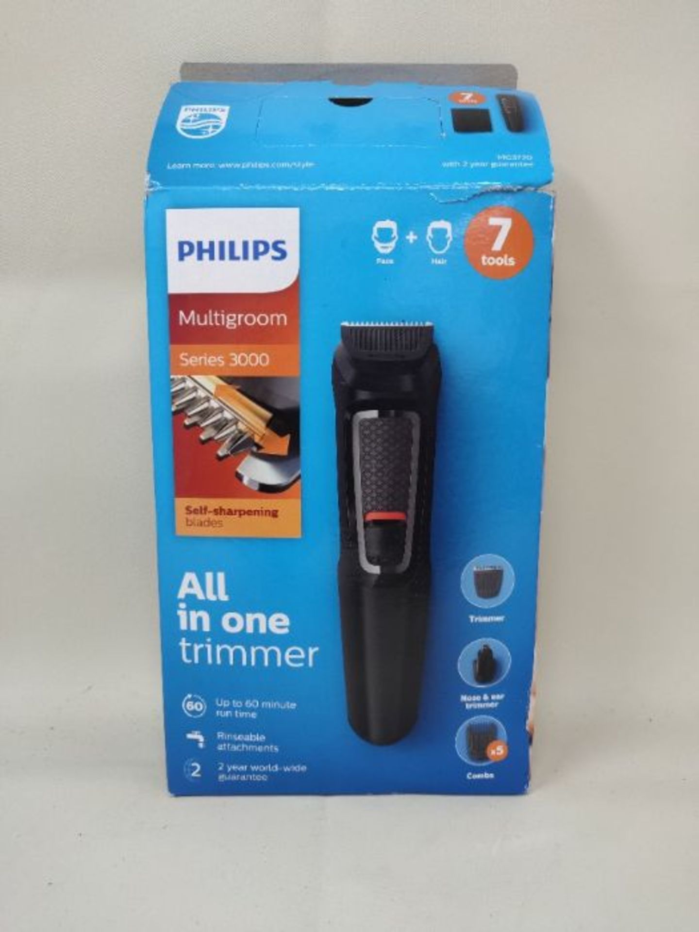 Philips 7-in-1 All-In-One Trimmer, Series 3000 Grooming Kit for Beard & Hair with 7 At - Image 2 of 3