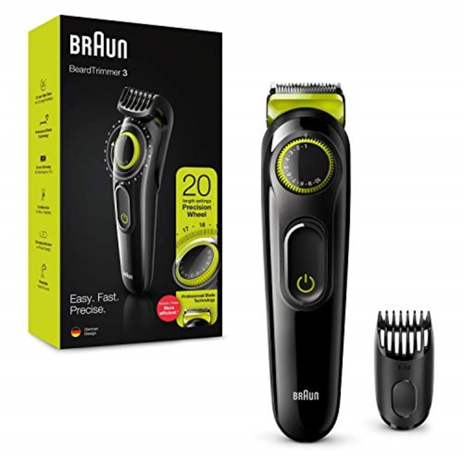 Braun Beard Trimmer BT3221 and Hair Clipper for Men, Lifetime Sharp Blades, 20 Length