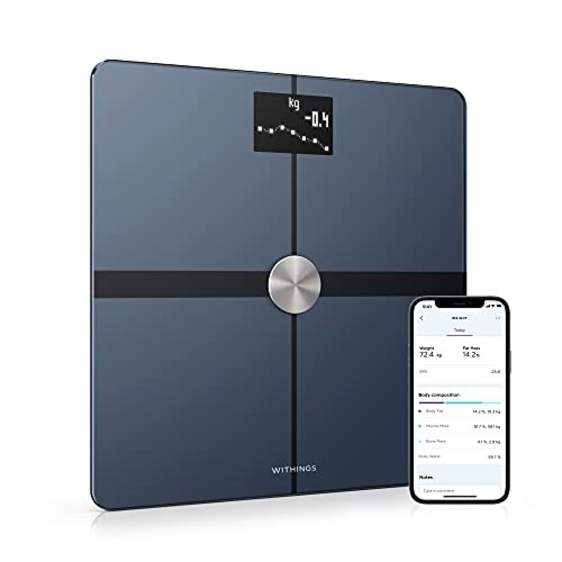 RRP £71.00 Withings Body+ - Wi-Fi Body Composition Smart Scale, Body Fat Monitor, BMI, Muscle Mas